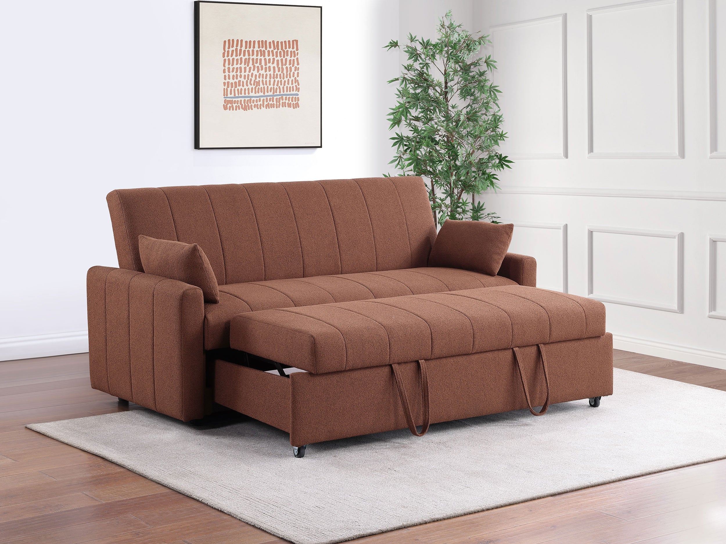 Portland Boucle Upholstered Sleeper Sofa Bed - Image 8