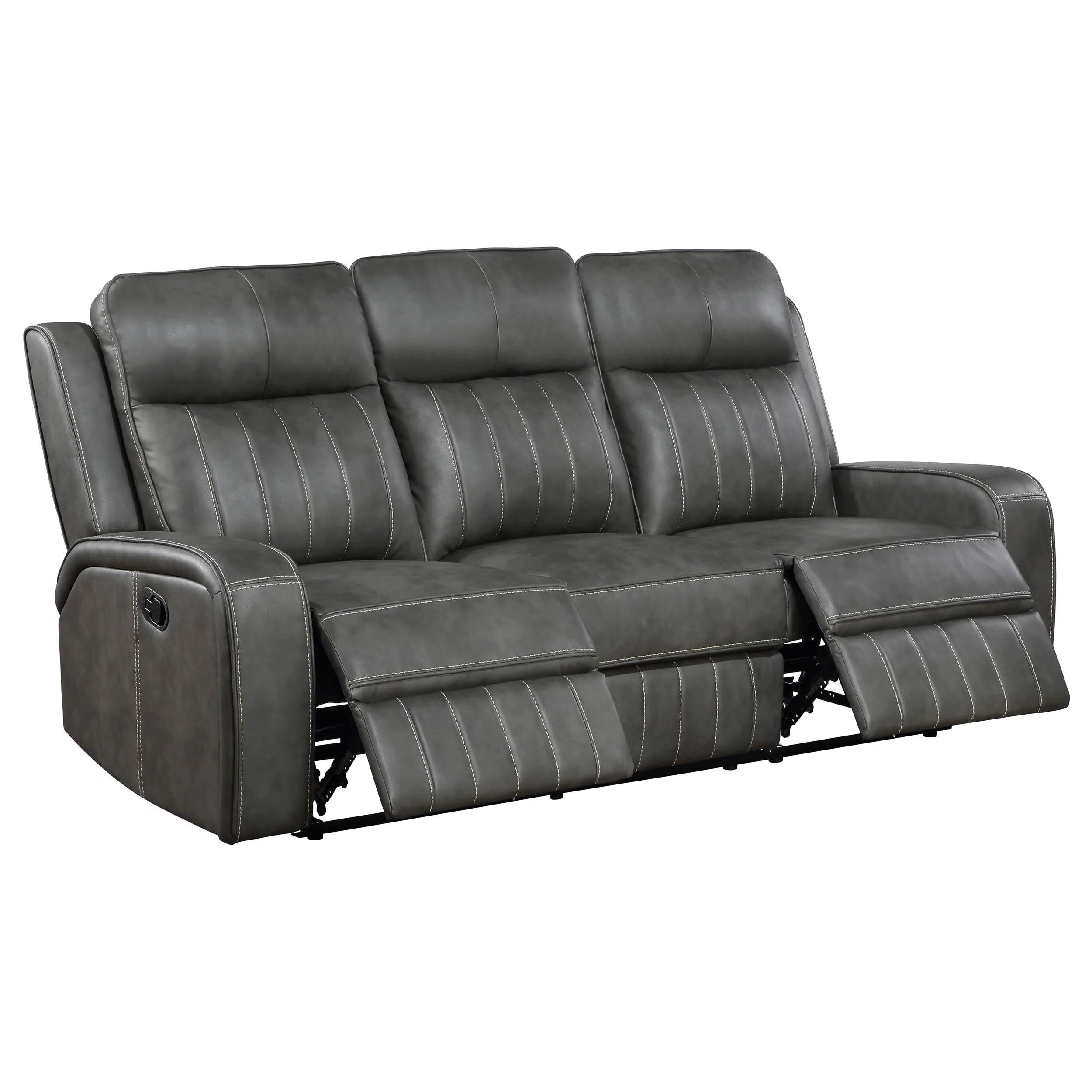 Raelynn Upholstered Reclining Sofa Set Grey - Image 11