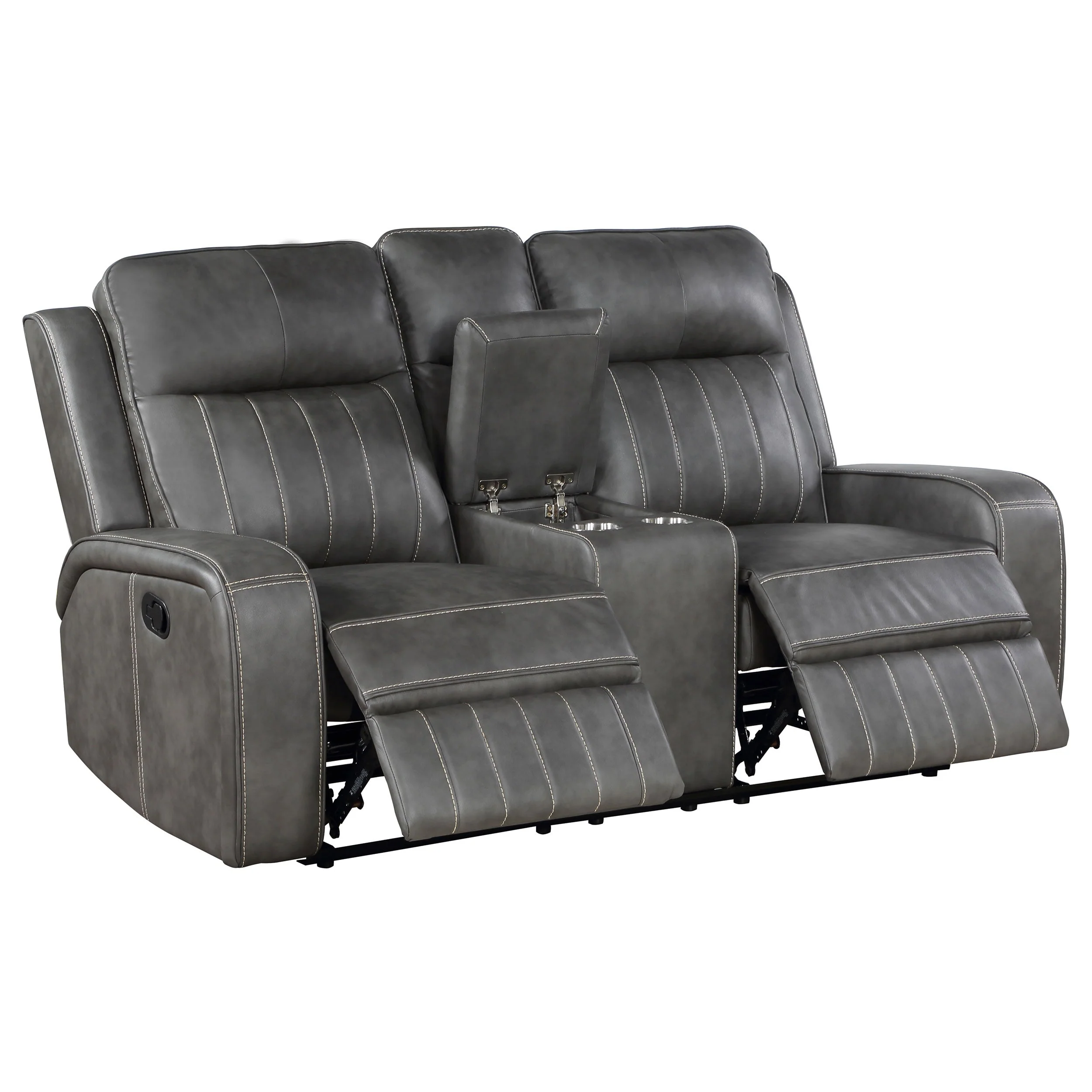 Raelynn Upholstered Reclining Sofa Set Grey - Image 21