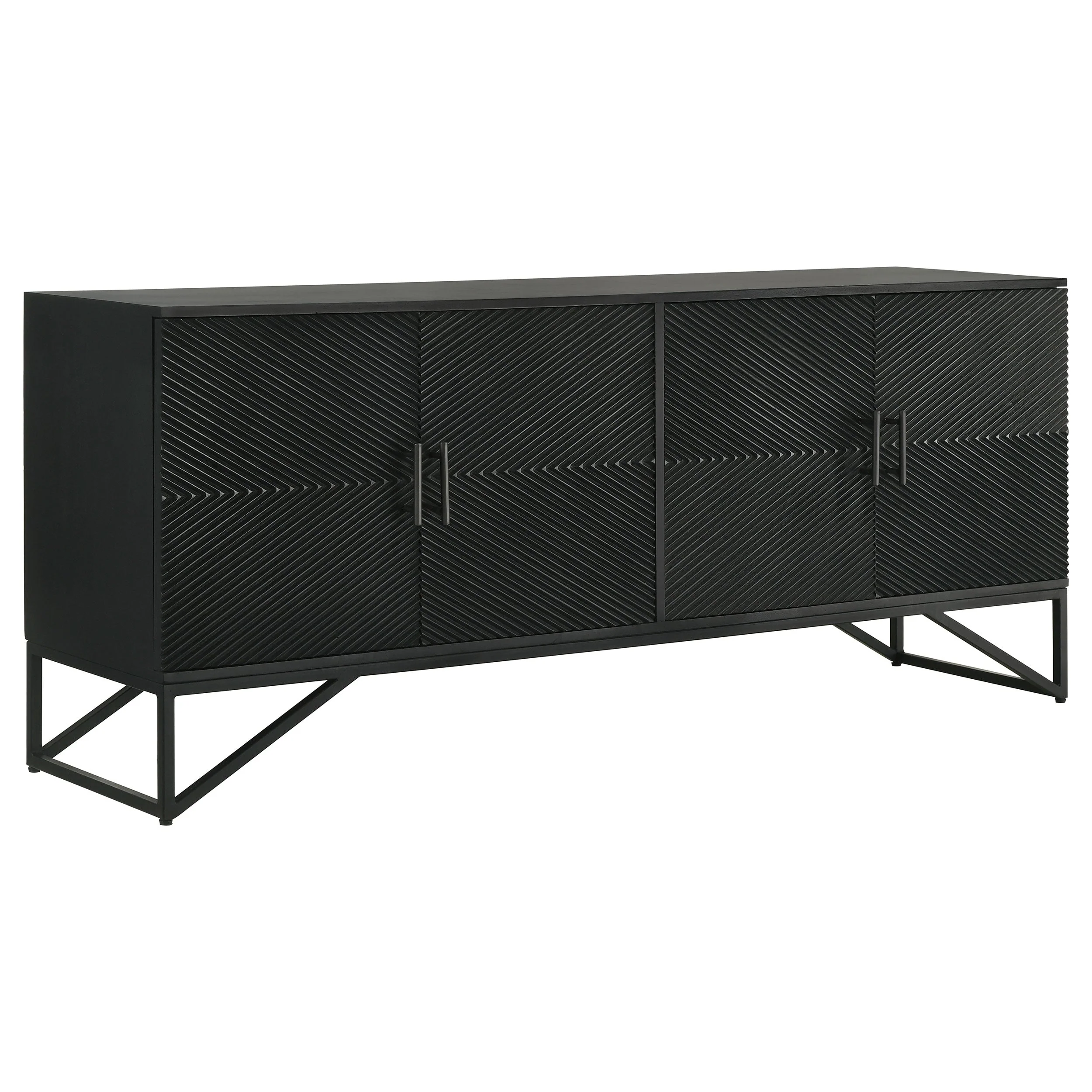 Riddell 4-door Wood Reeding Accent Cabinet Matte Black - Image 2