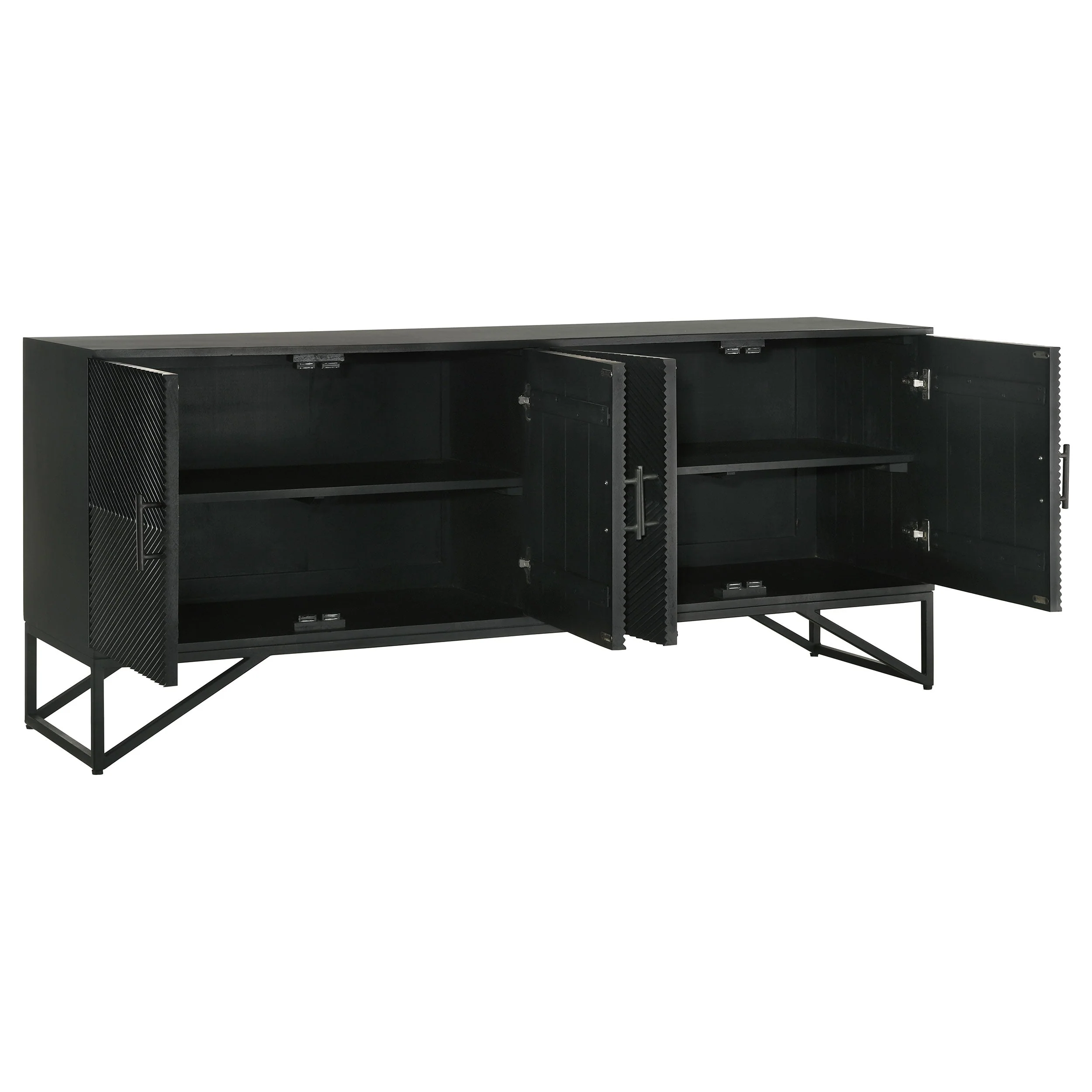 Riddell 4-door Wood Reeding Accent Cabinet Matte Black - Image 4