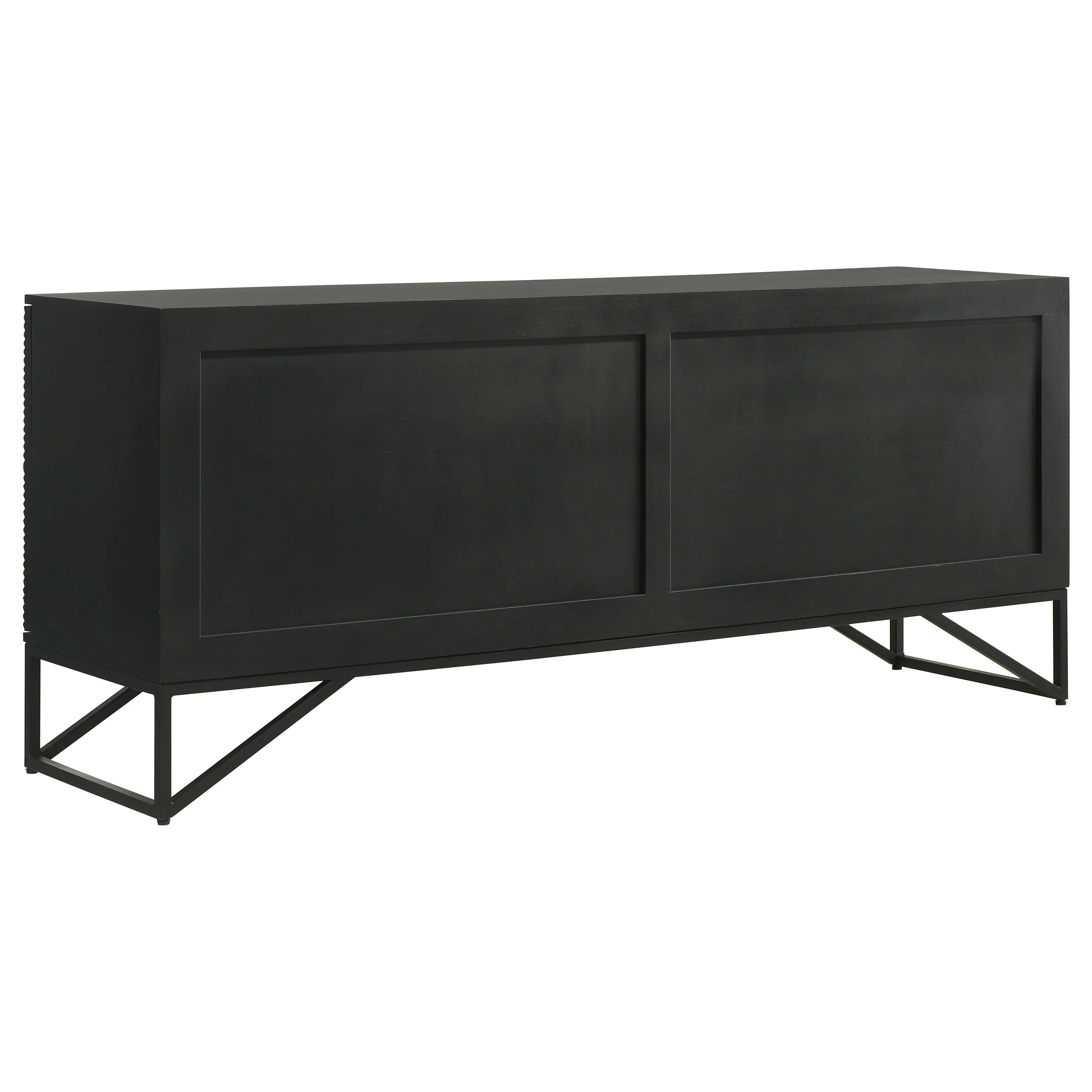 Riddell 4-door Wood Reeding Accent Cabinet Matte Black - Image 9