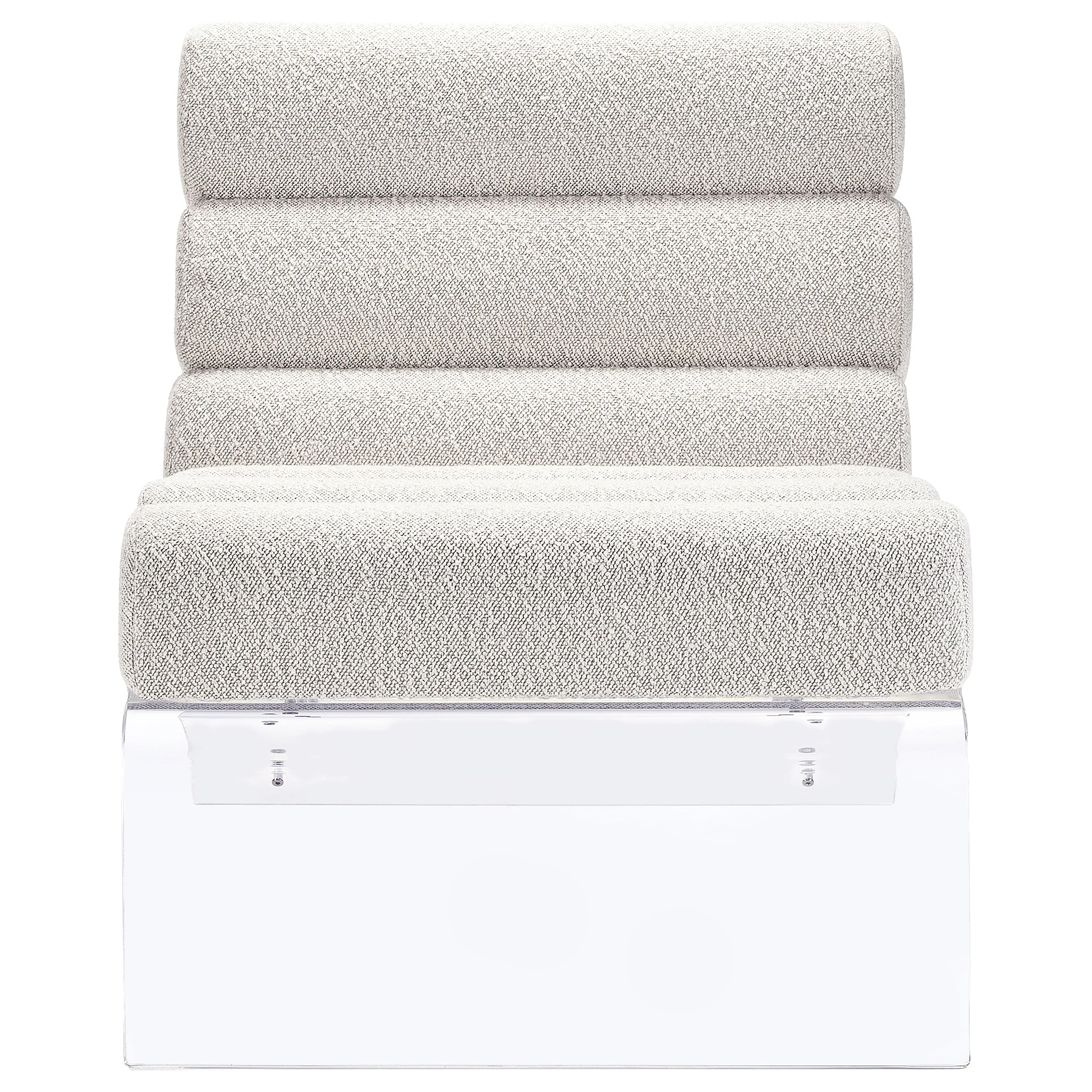 Serreta Boucle Upholstered Armless Acrylic Chair - Image 4