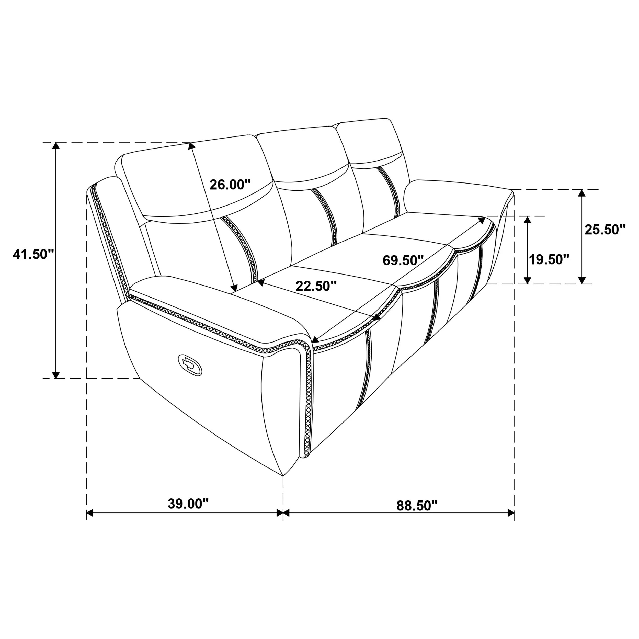Sloane Upholstered Padded Arm Reclining Sofa Blue - Image 12