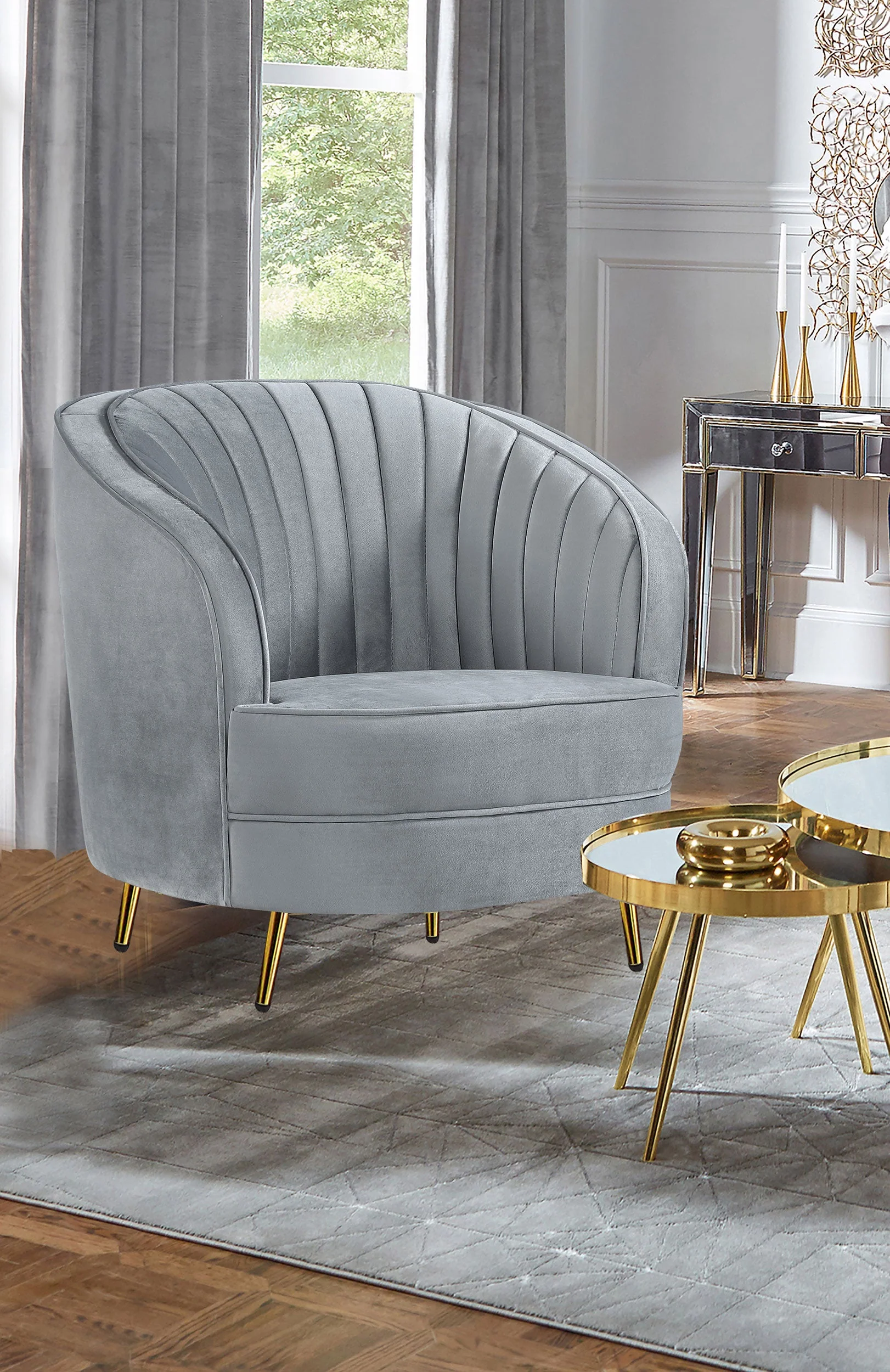 Sophia Upholstered Channel Tufted Accent Chair - Image 3
