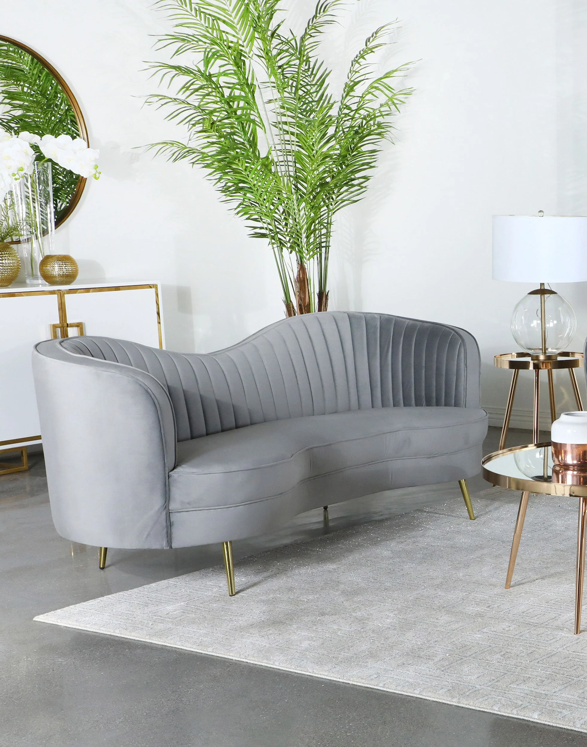 Sophia Upholstered Channel Tufted Sofa - Image 3