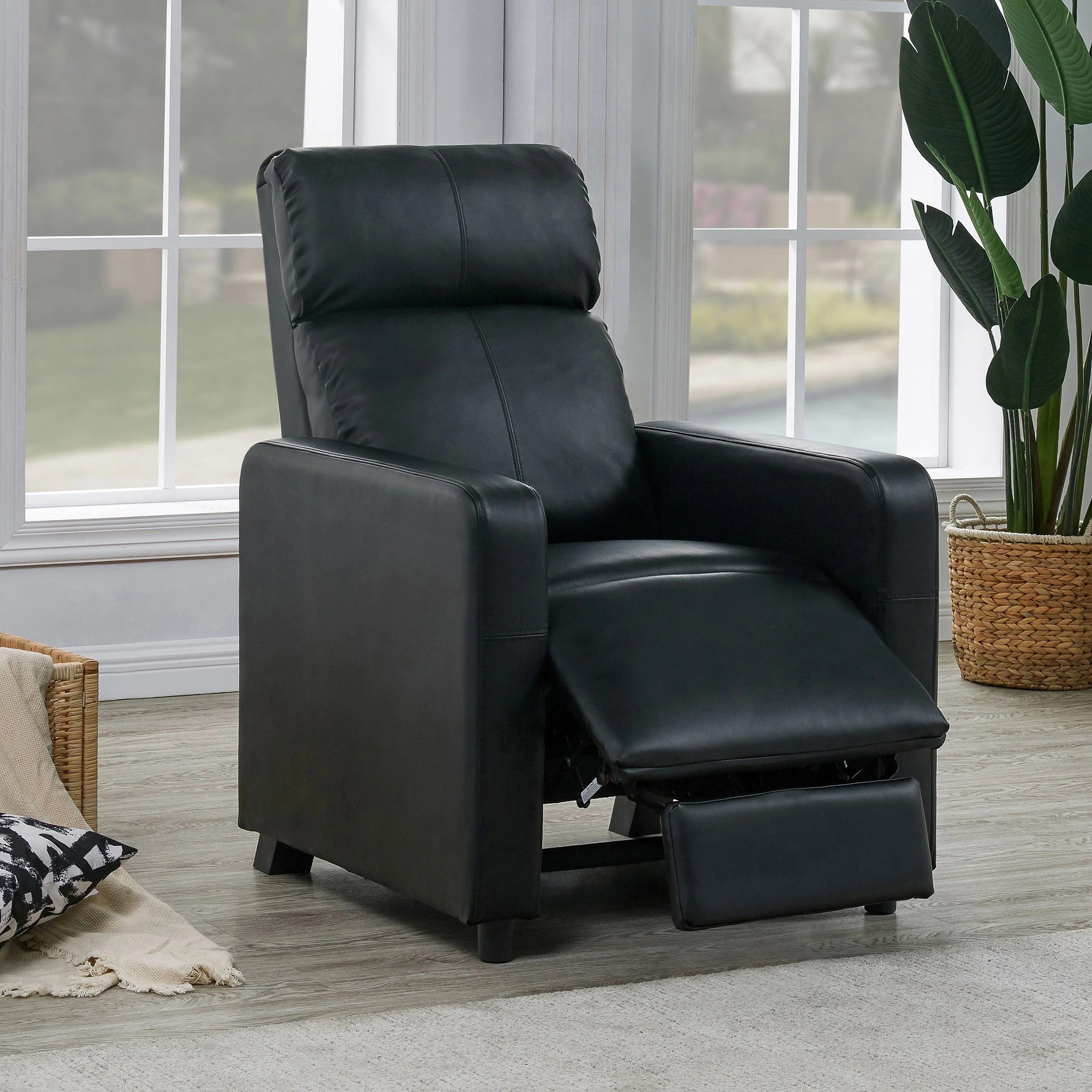 Toohey Upholstered Home Theater Push Back Recliner Black - Image 4