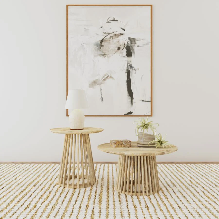 Touhy Round Coffee and End Table Set Natural Mango - Image 2