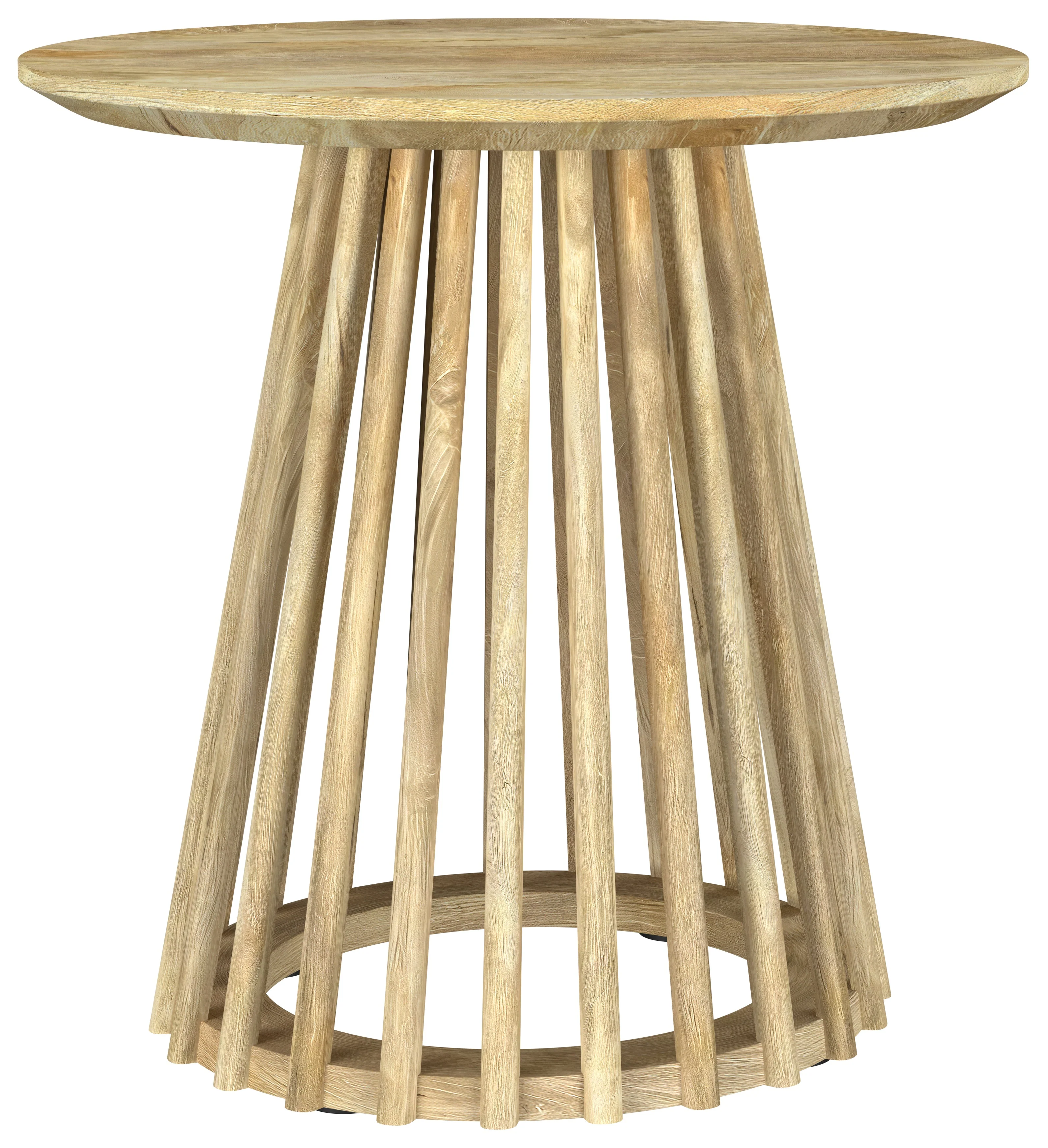 Touhy Round Solid Wood End Side Table Natural Mango - Image 2