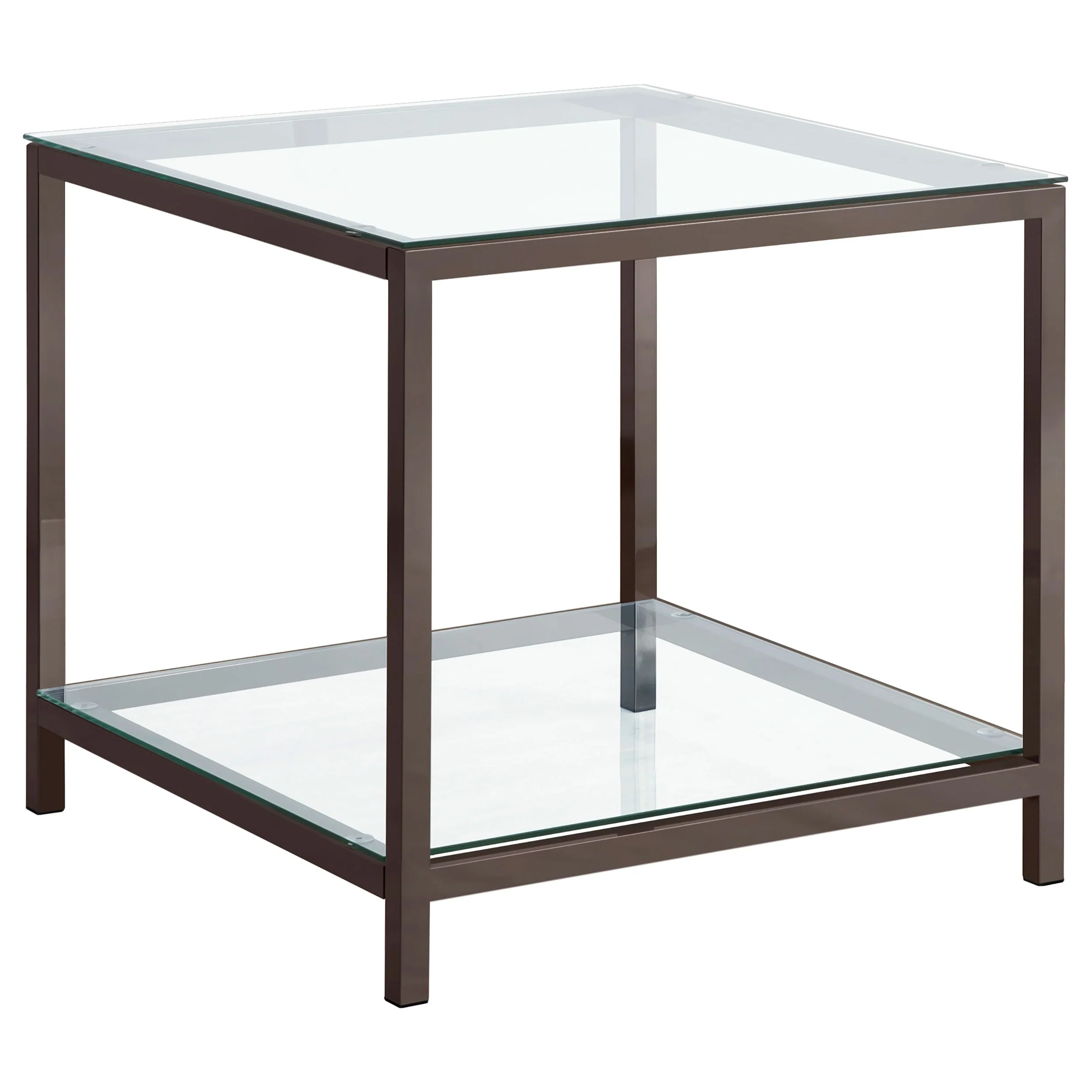 Trini 1-shelf Glass Top Side End Table Black Nickel - Image 2