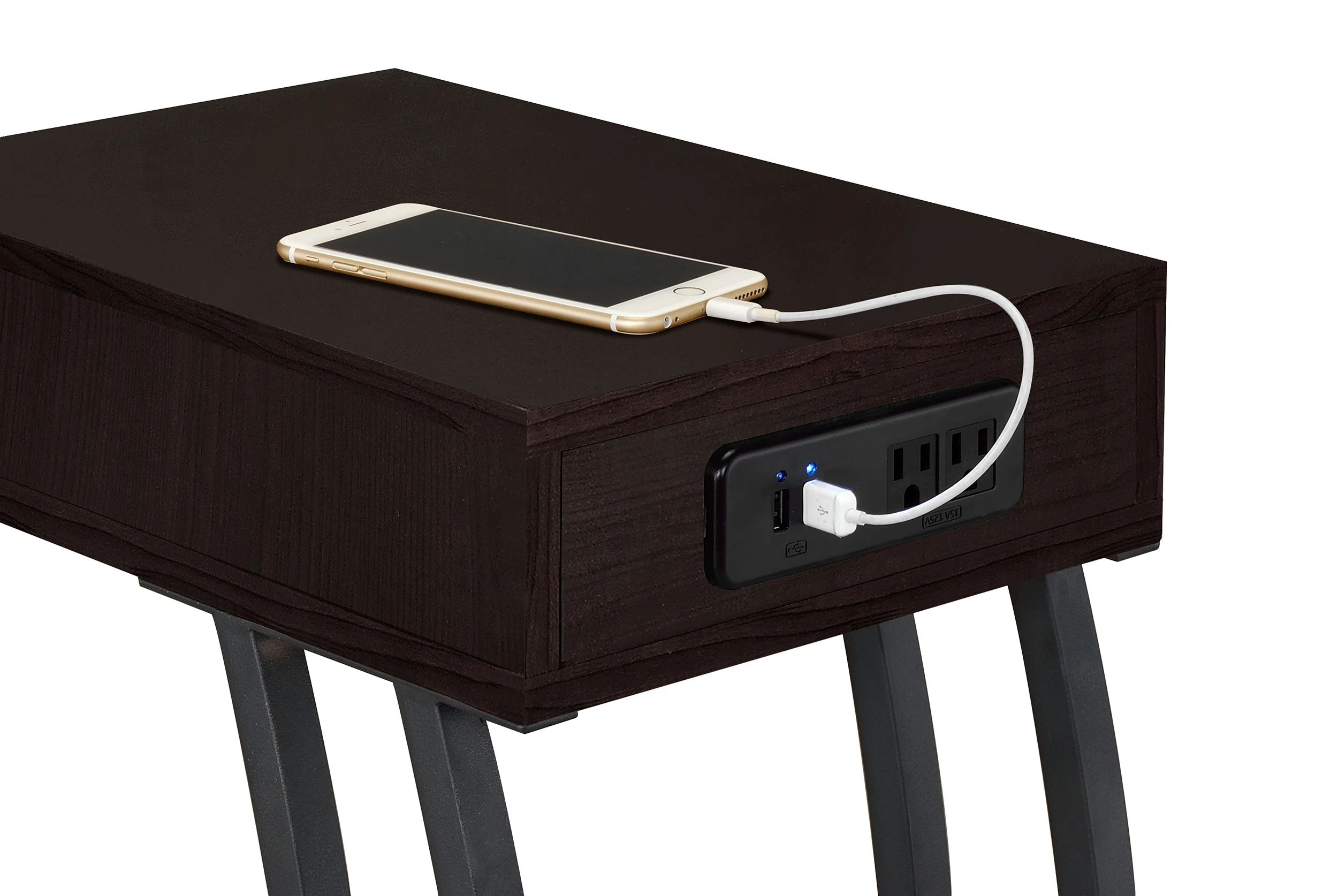 Troy 1-drawer C-Shaped Side Table Power Outlet - Image 8