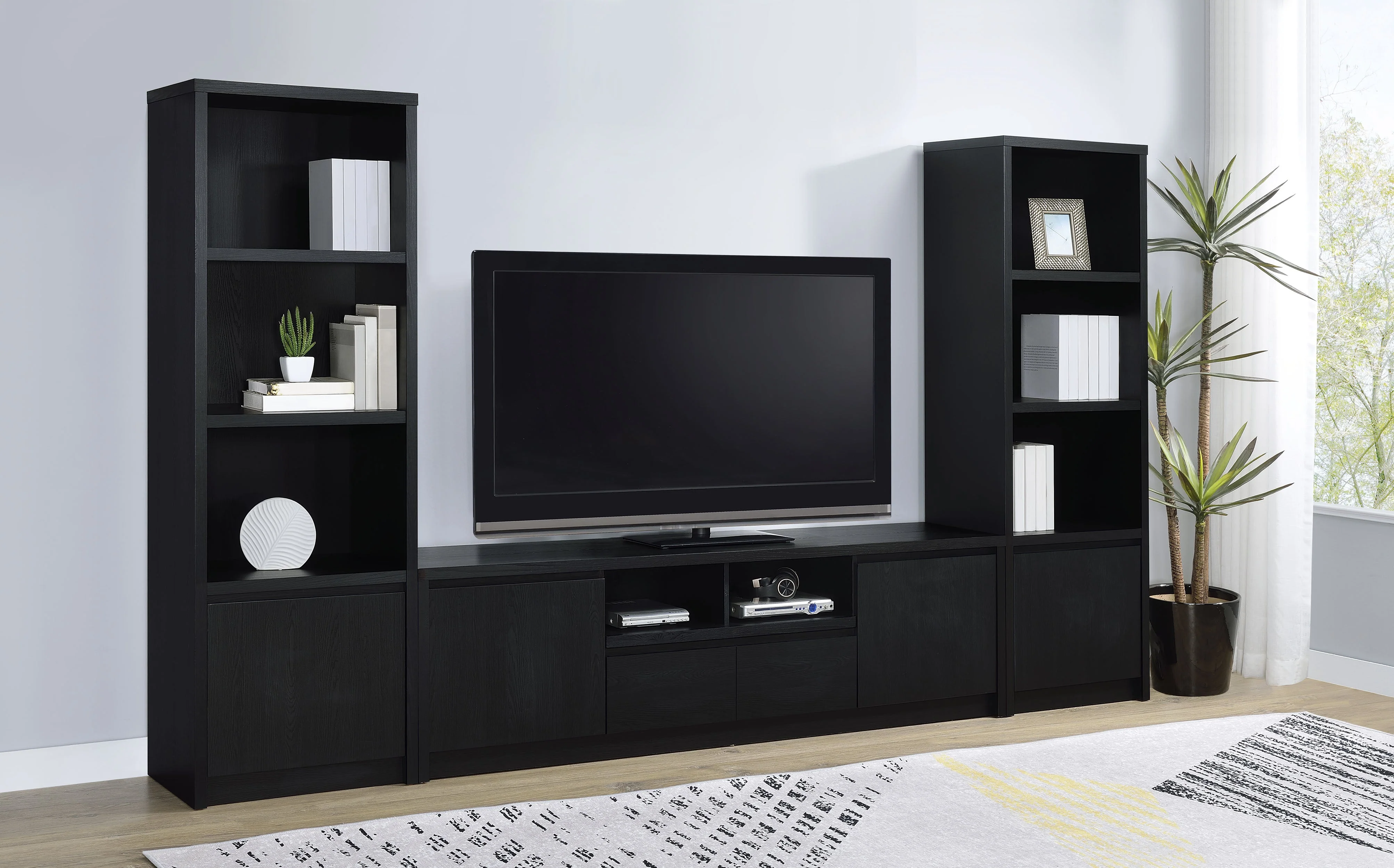 Winfield 3-piece Entertainment Center 78-inch TV Stand Black - Image 3
