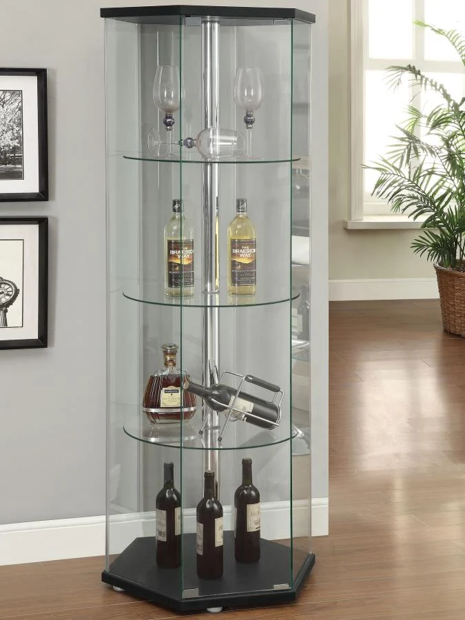 Zahavah 4-shelf Hexagonal Clear Glass Curio Cabinet - Image 2