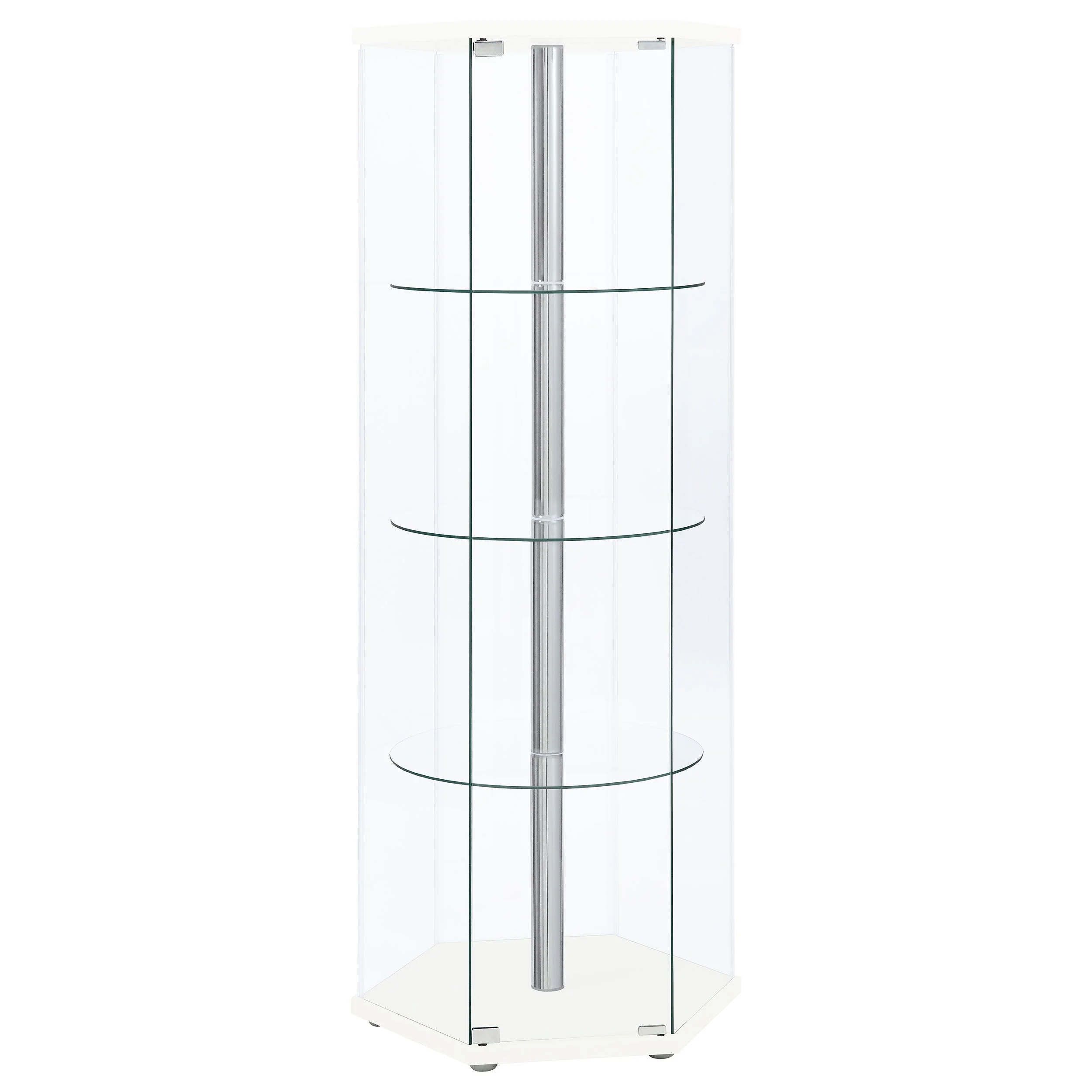 Zahavah 4-shelf Hexagonal Clear Glass Curio Cabinet - Image 4