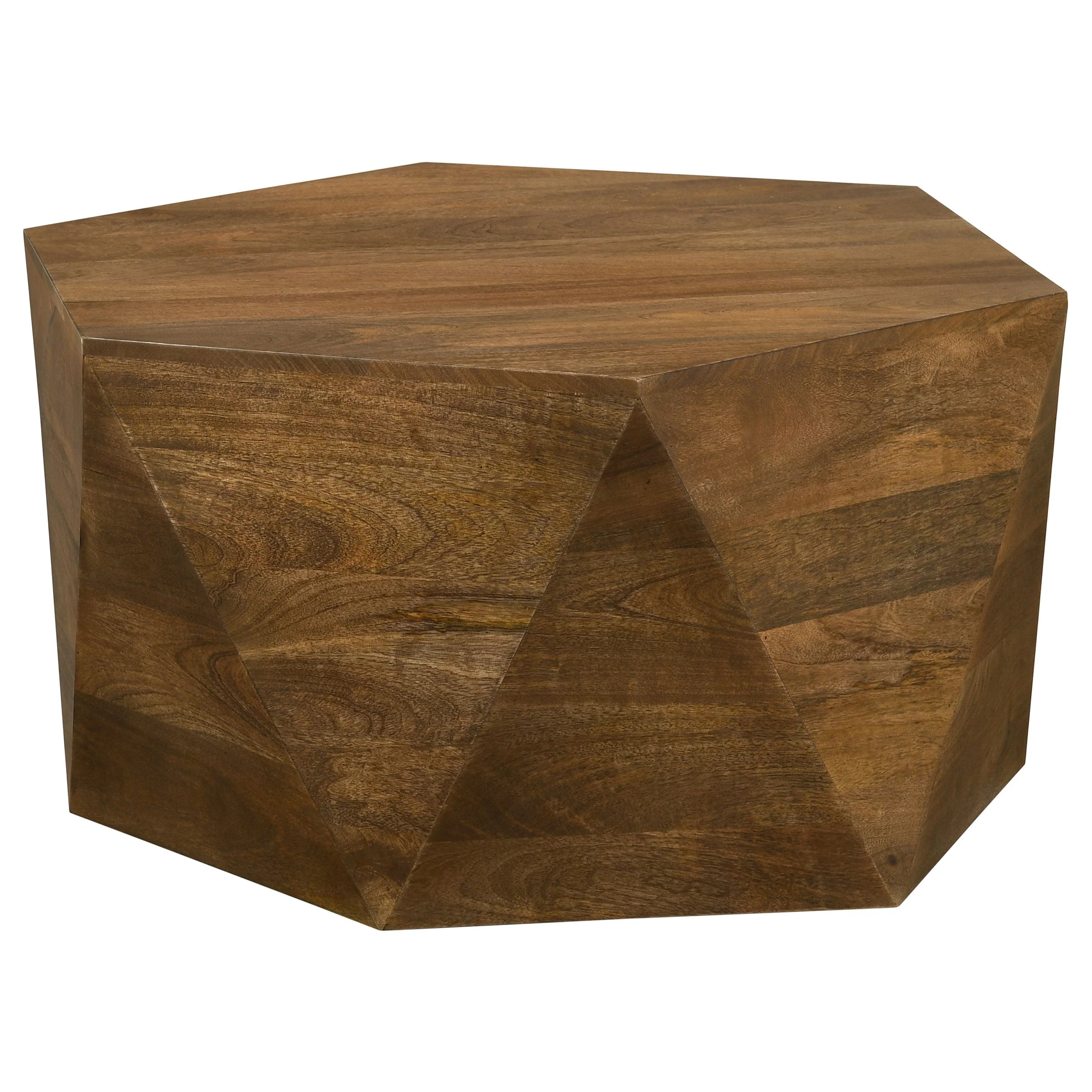 Zalika Hexagonal Solid Mango Wood Coffee Table Natural - Image 2