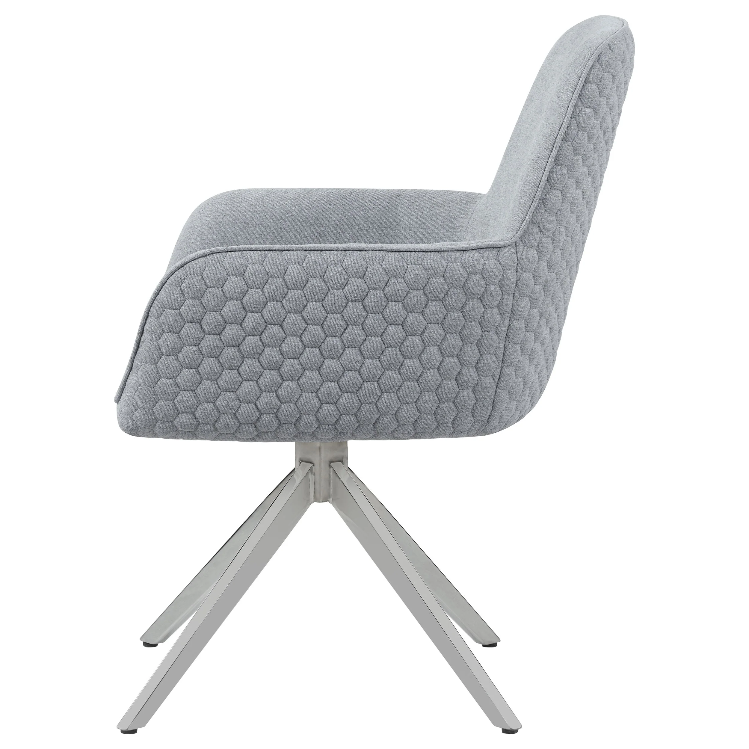 Abby Fabric Upholstered Swivel Dining Arm Chair Light Grey - Image 6
