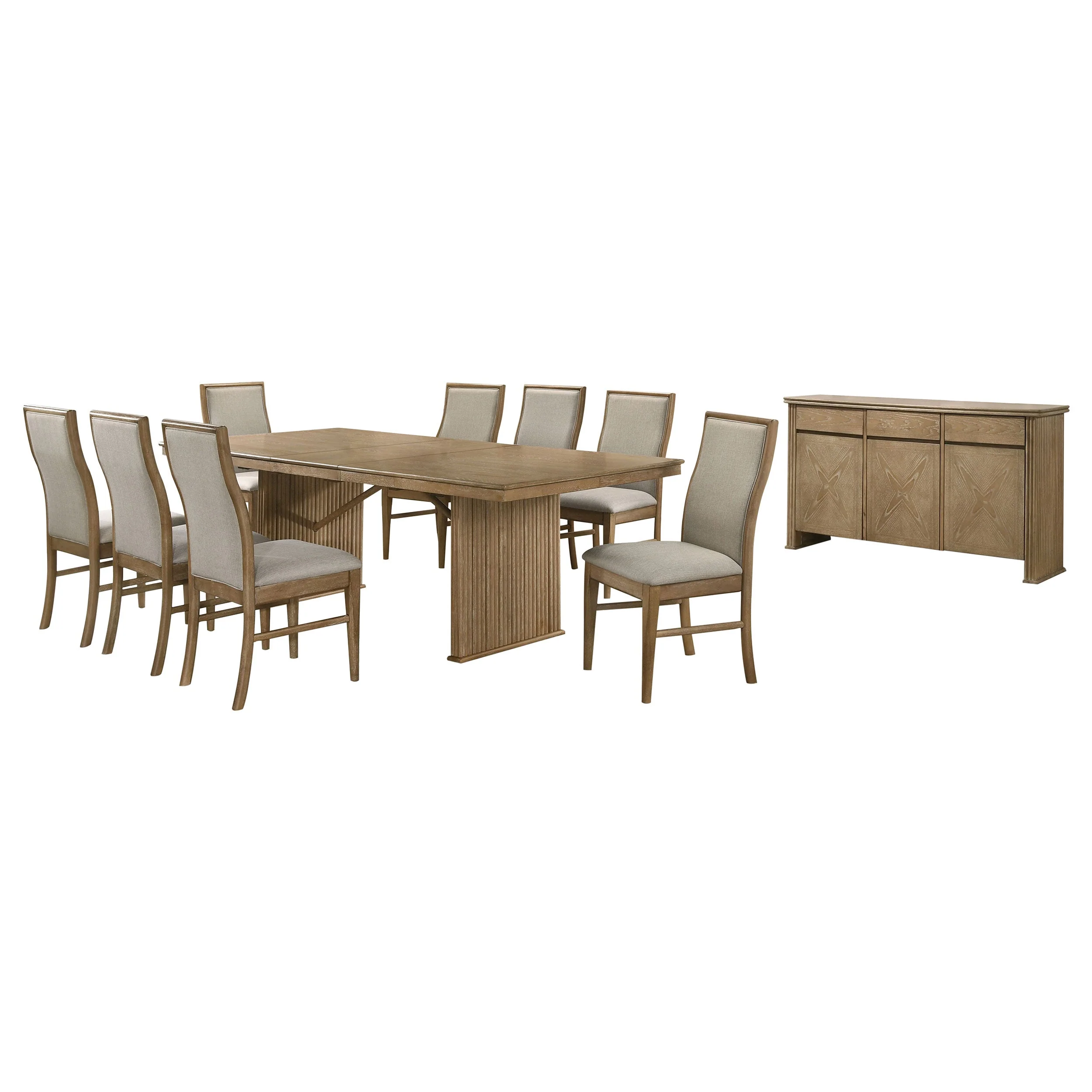 Adina Extension Dining Set Distressed Light Brown - Image 12