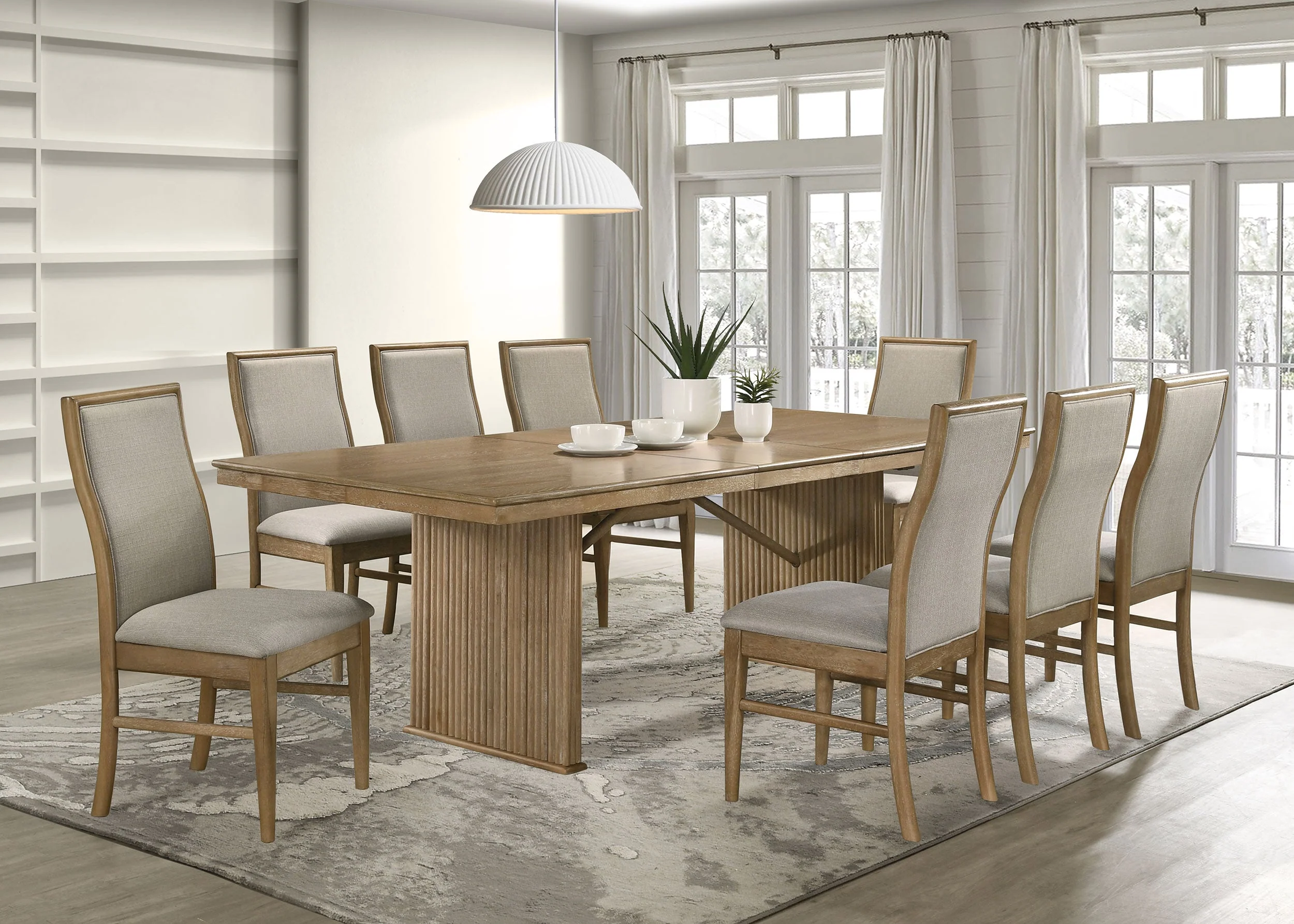 Adina Extension Dining Set Distressed Light Brown - Image 7