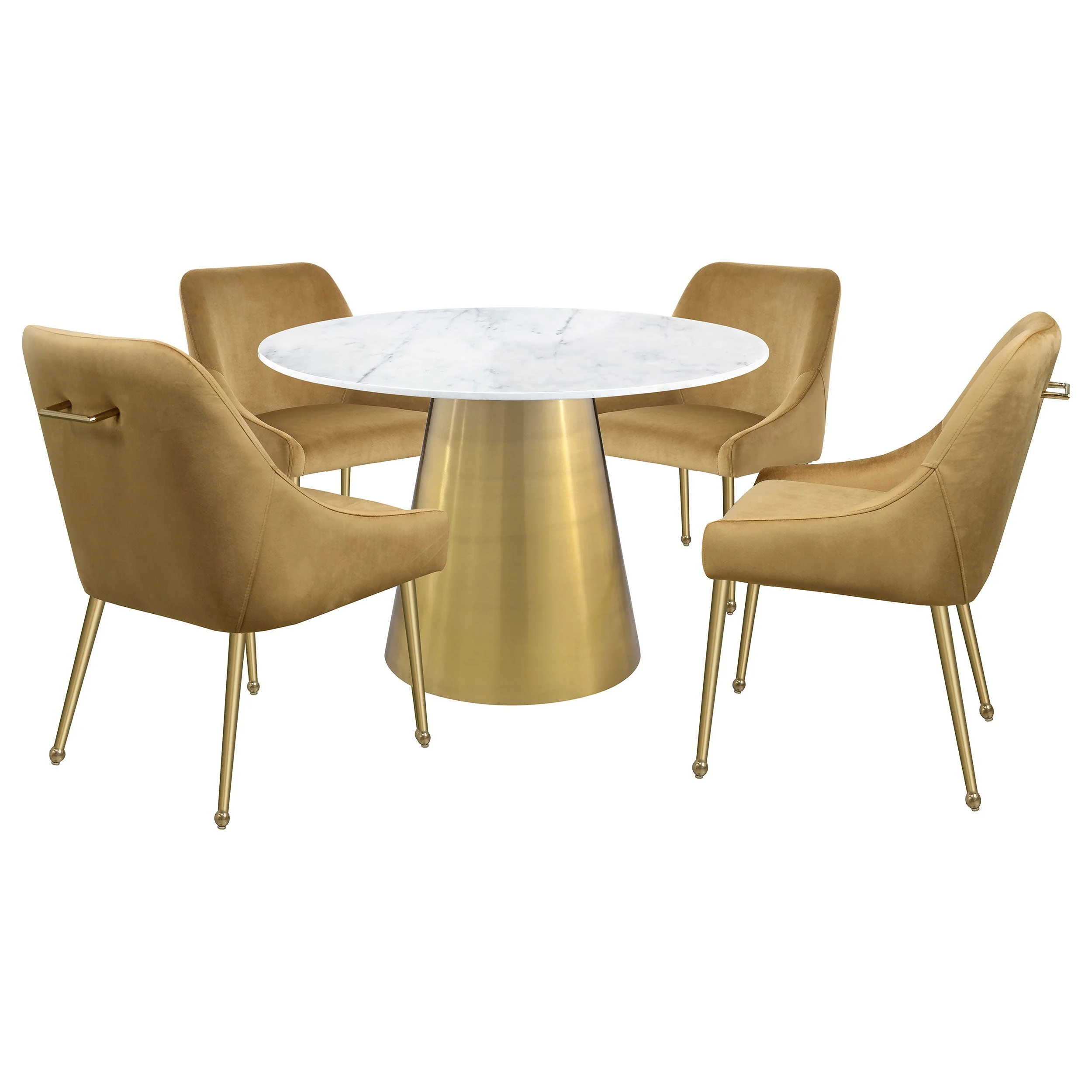 Ambrose Round 50-inch Marble Top Dining Table Brushed Gold - Image 6