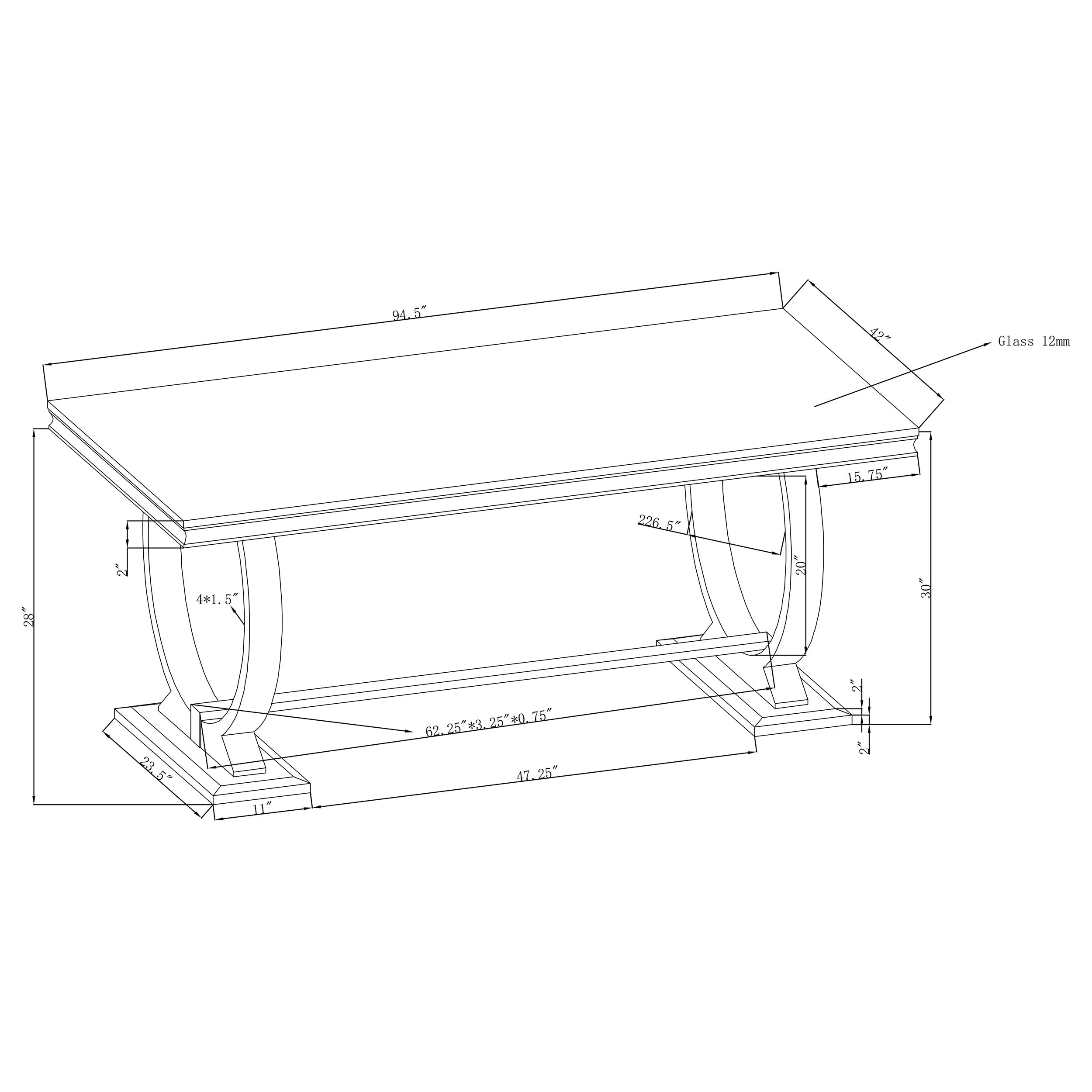 Antoine Rectangular 95-inch Glass Top Dining Table - Image 8