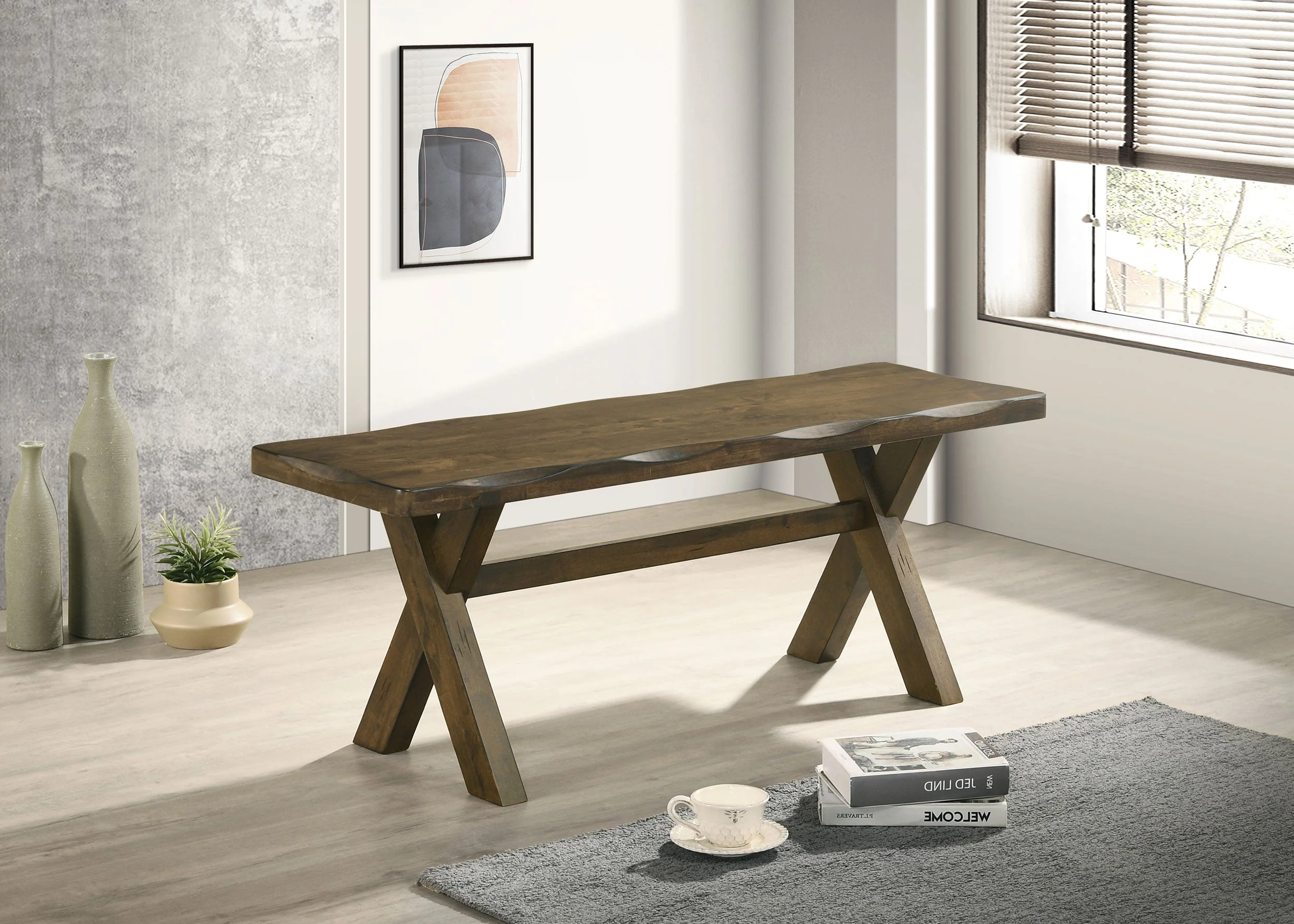 Alston 47-inch Solid Wood Dining Bench Knotty Nutmeg - Image 3