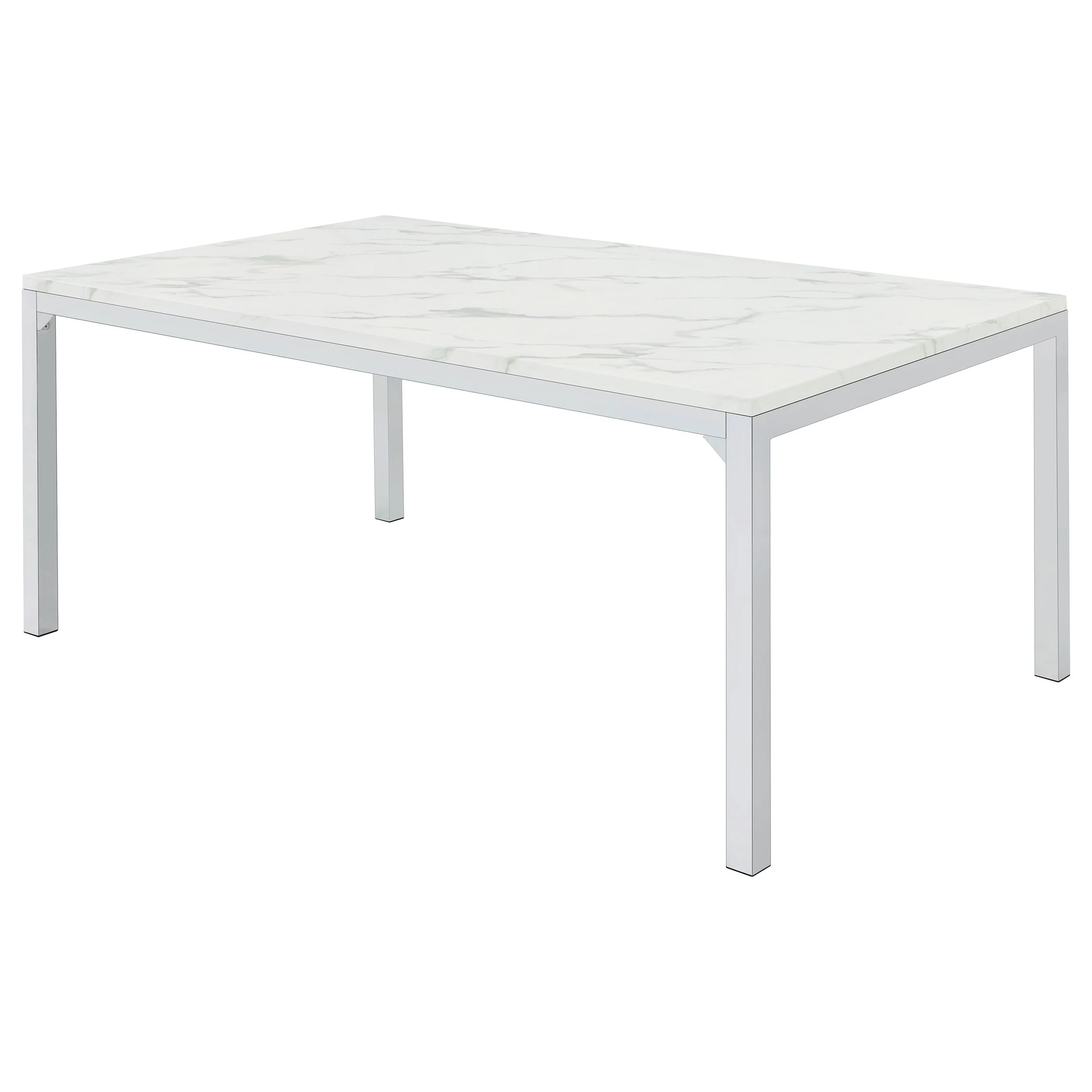 Athena Rectangular 64-inch Faux Marble Dining Table Chrome - Image 5