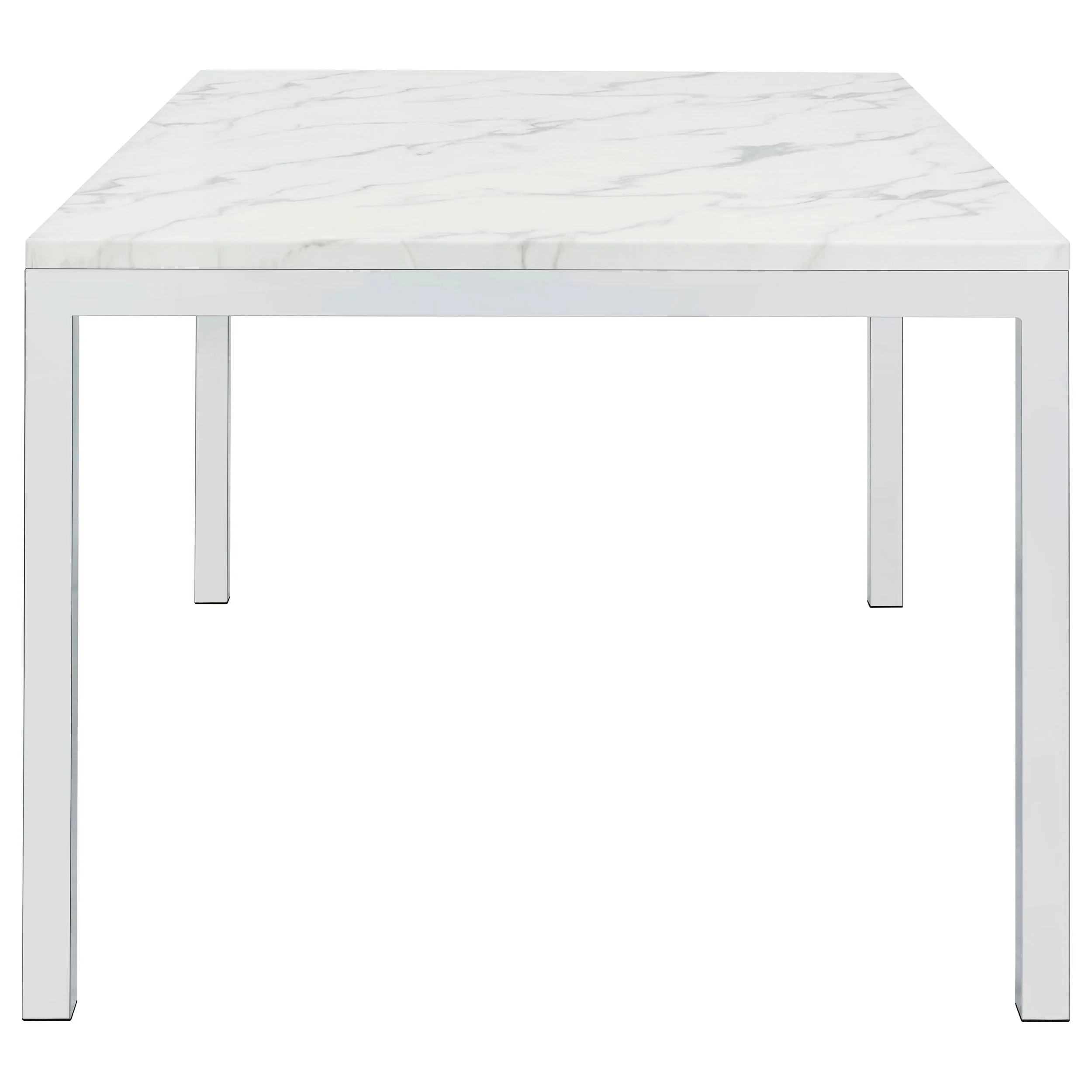Athena Rectangular 64-inch Faux Marble Dining Table Chrome - Image 6