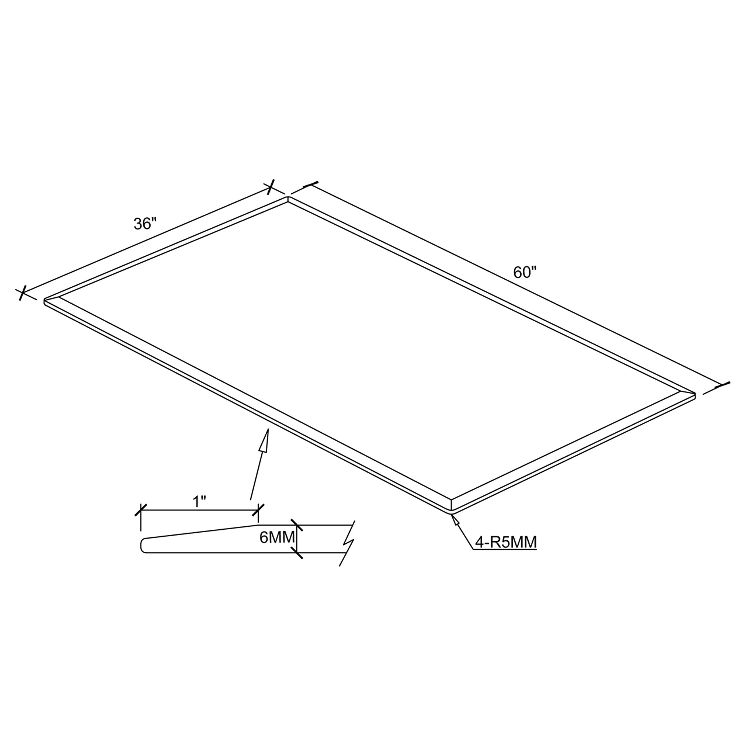 52x27-inch 6mm Rectangular Clear Tempered Glass Top - Image 14