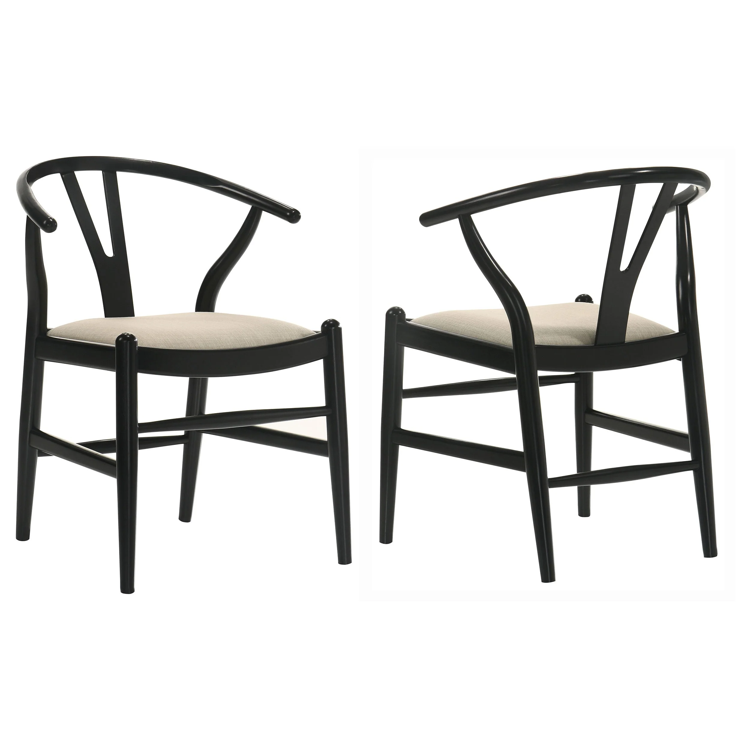 Crestmont Wood Wishbone Dining Side Chair Black (Set of 2) - Image 2