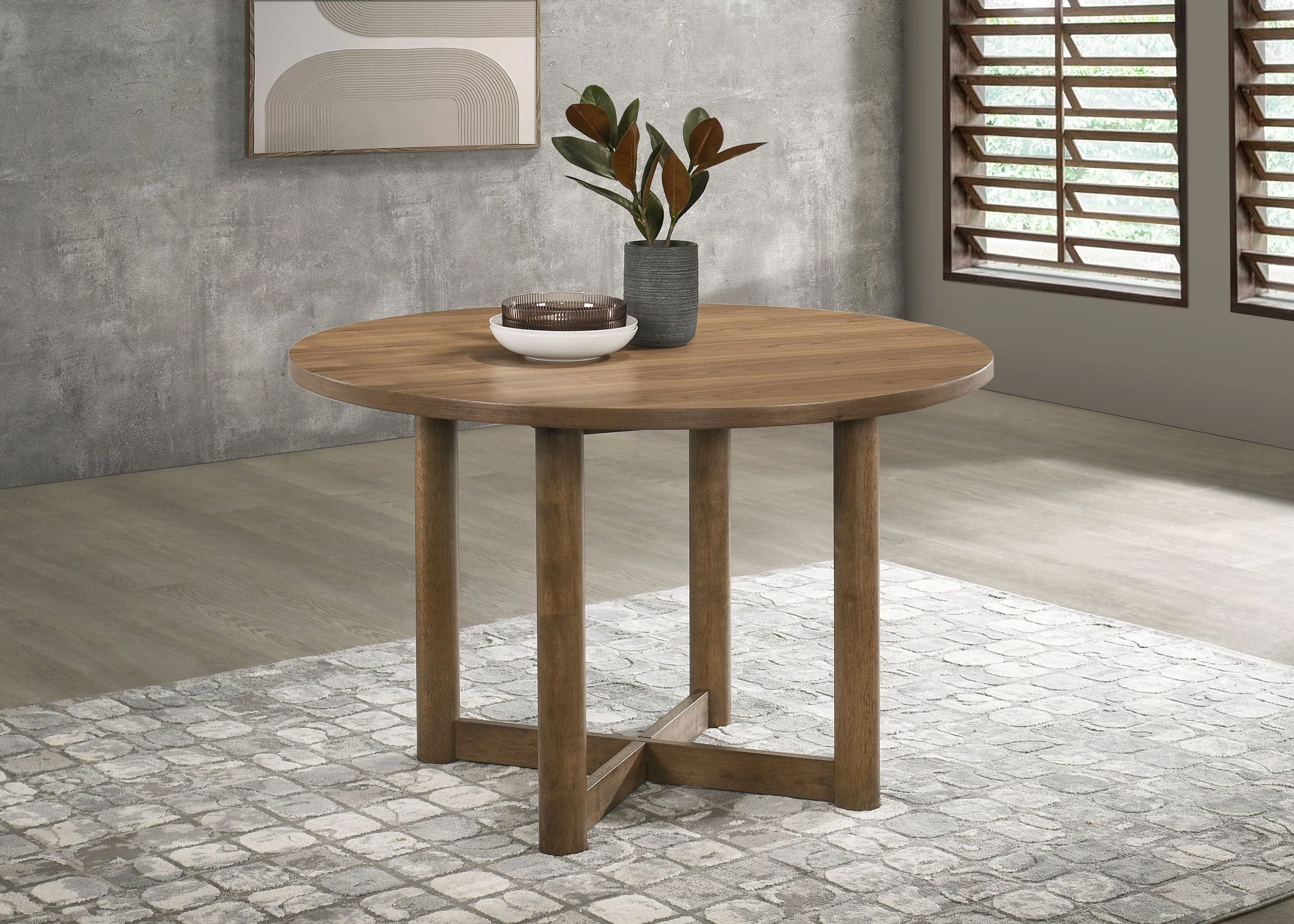 Crestmore 46-inch Round Wood Dining Table Walnut - Image 3