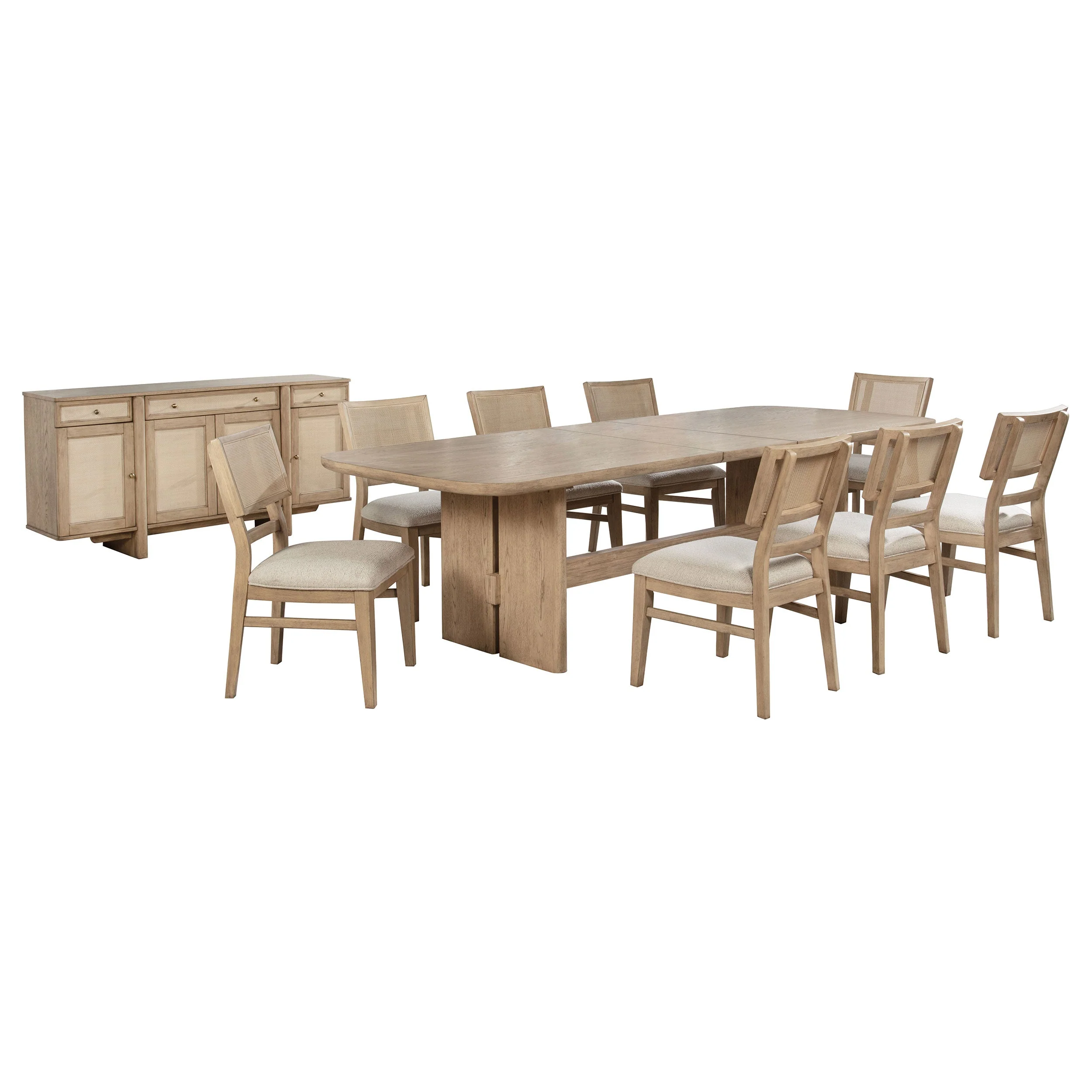 Kailani Rectangular Wood Dining Table Set Beige Oak - Image 9