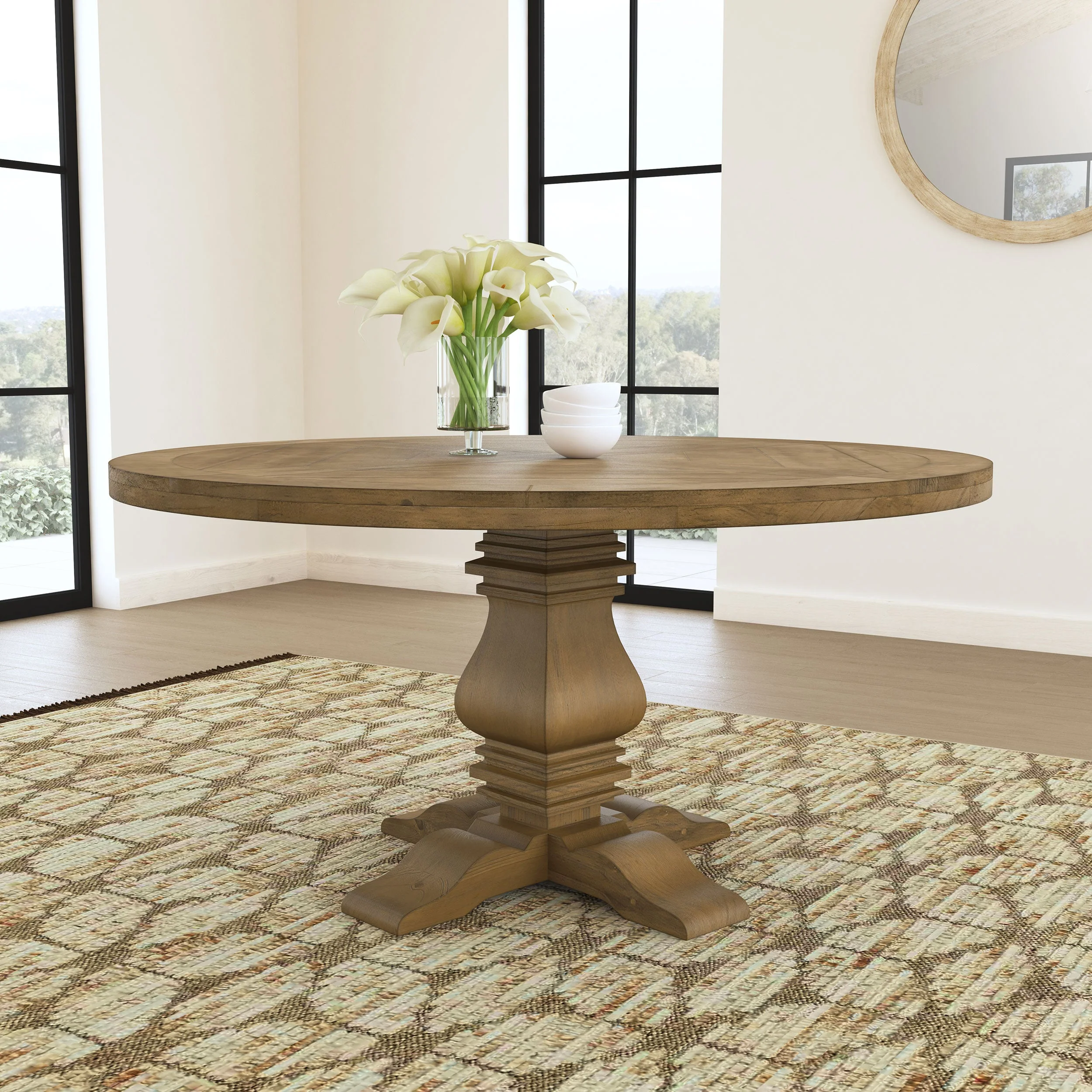 Florence Round 60-inch Wood Dining Table - Image 5