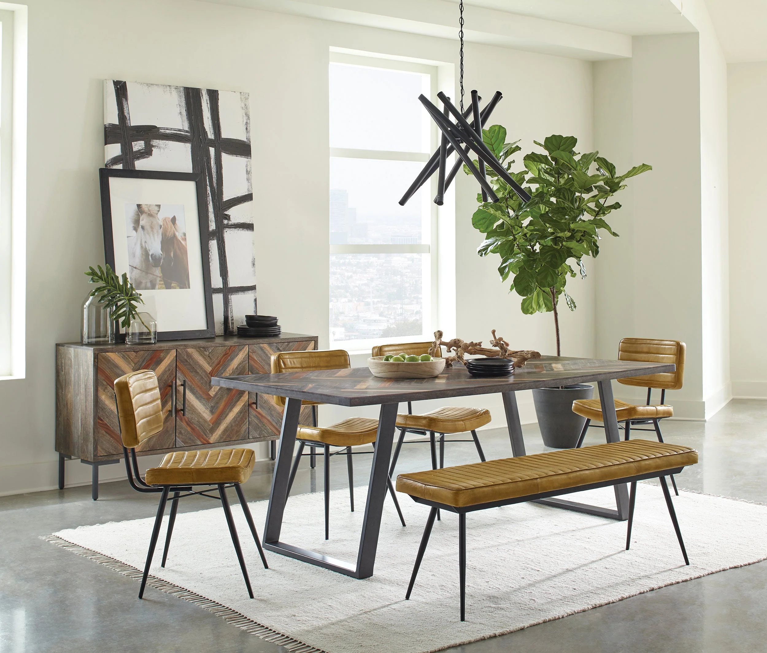 Misty Leather Upholstered Dining Bench - Image 15