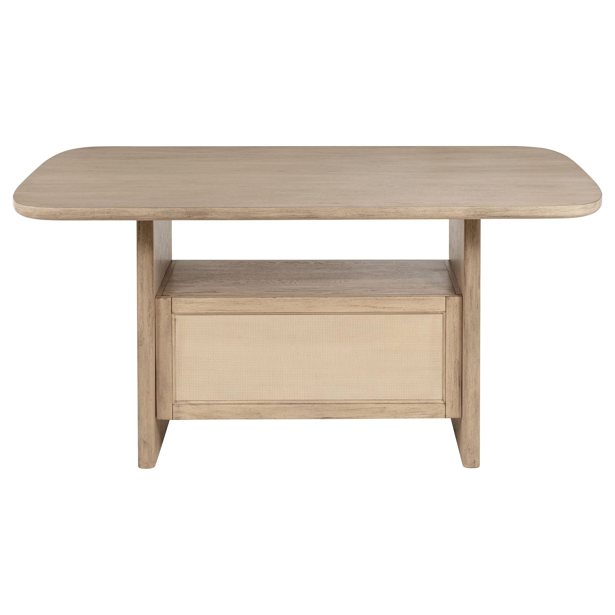 Kailani Cane Counter Height Storage Dining Table Beige Oak - Image 9