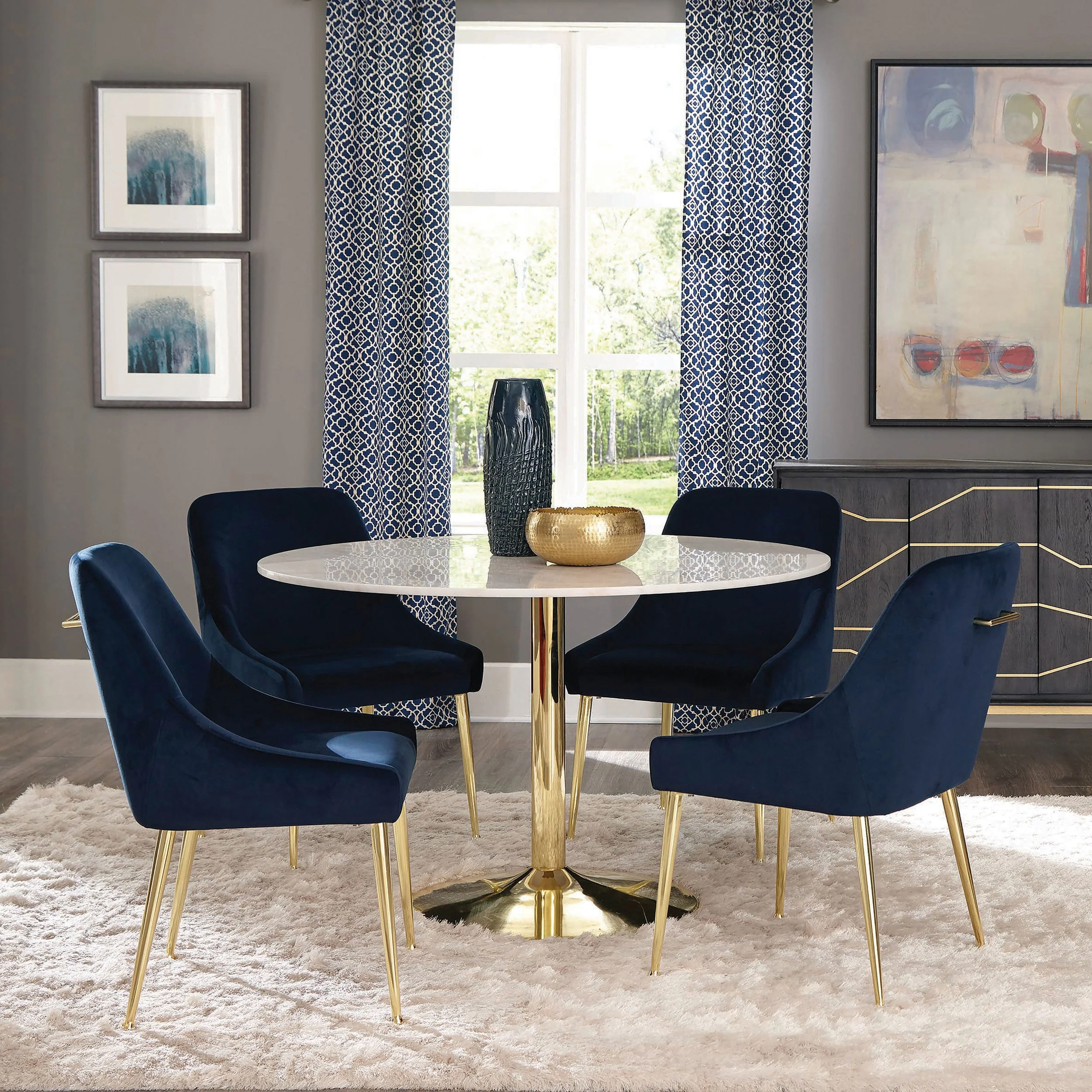 Kella Round 50-inch Marble Top Dining Table White Marble - Image 7