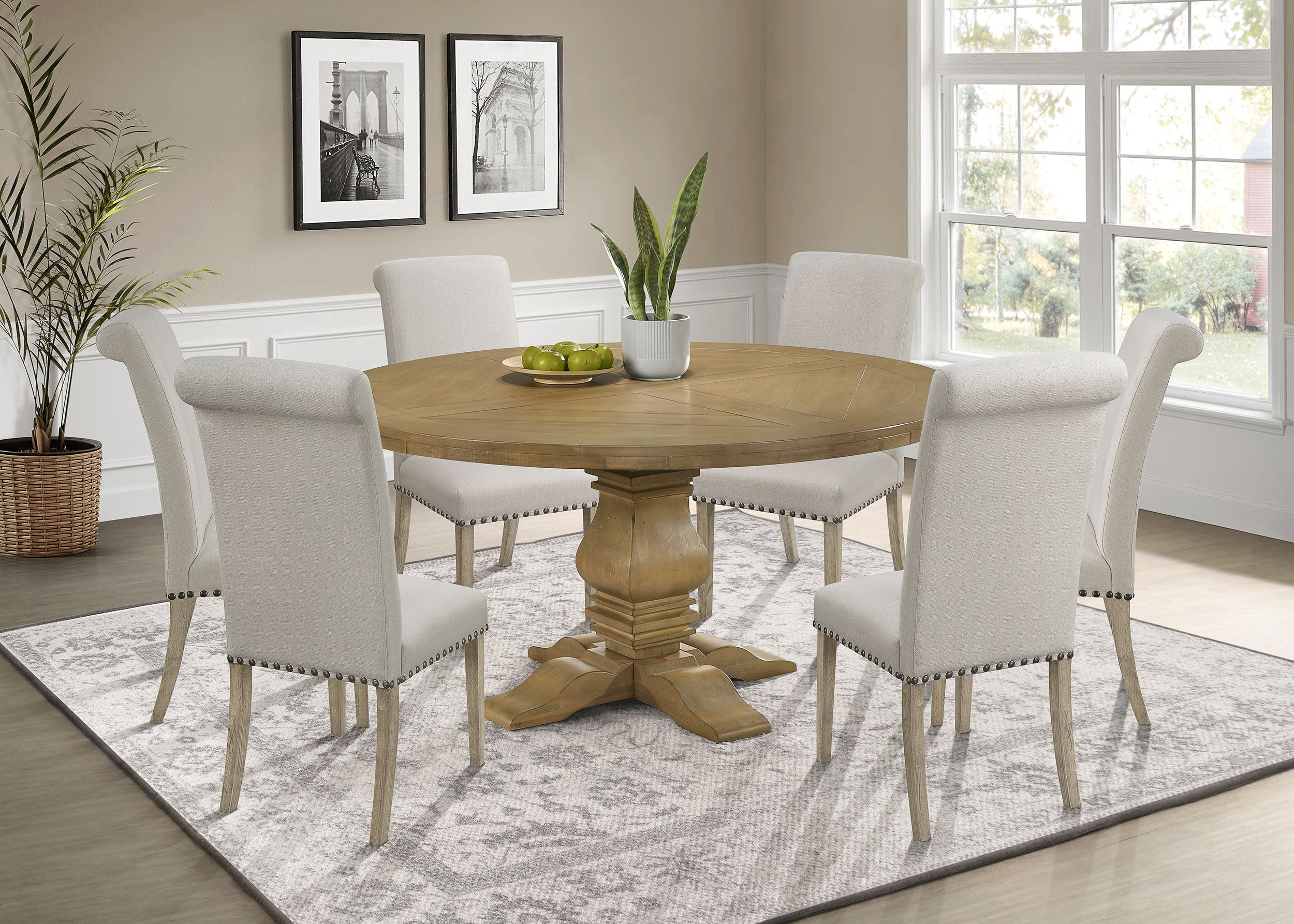 Florence Round Dining Table Set Rustic Honey - Image 4