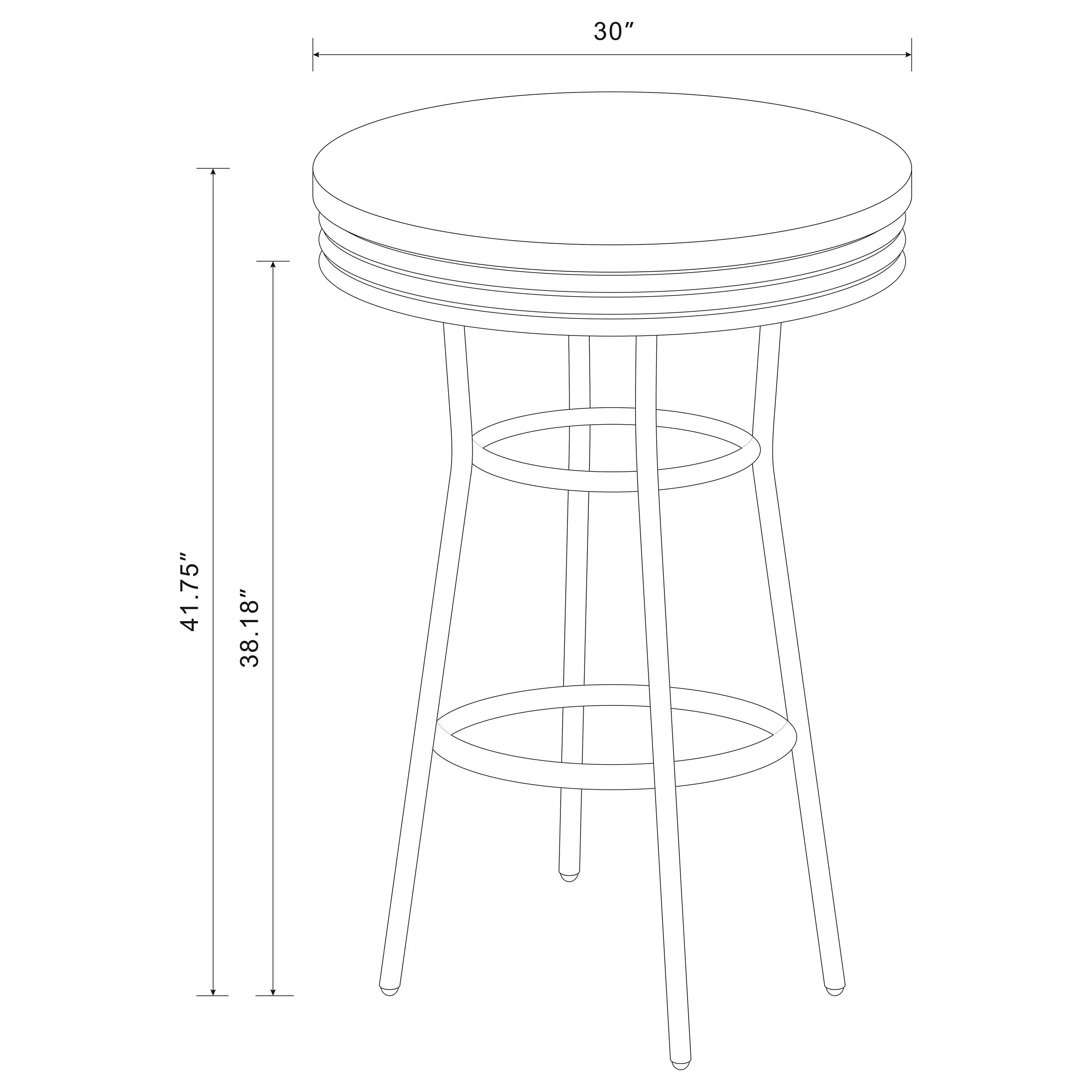 Retro Round 30-inch 1950's Bistro Pub Height Bar Table - Image 9