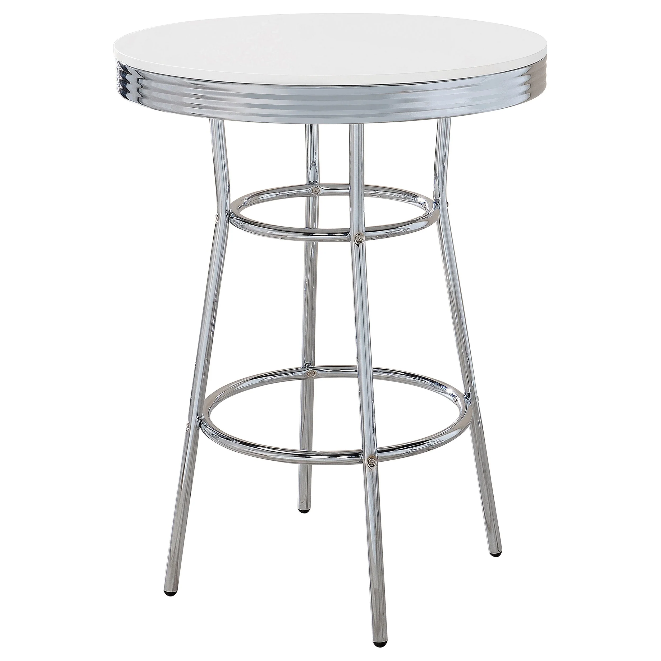 Retro Round 1950s Bistro Pub Bar Table Set - Image 7