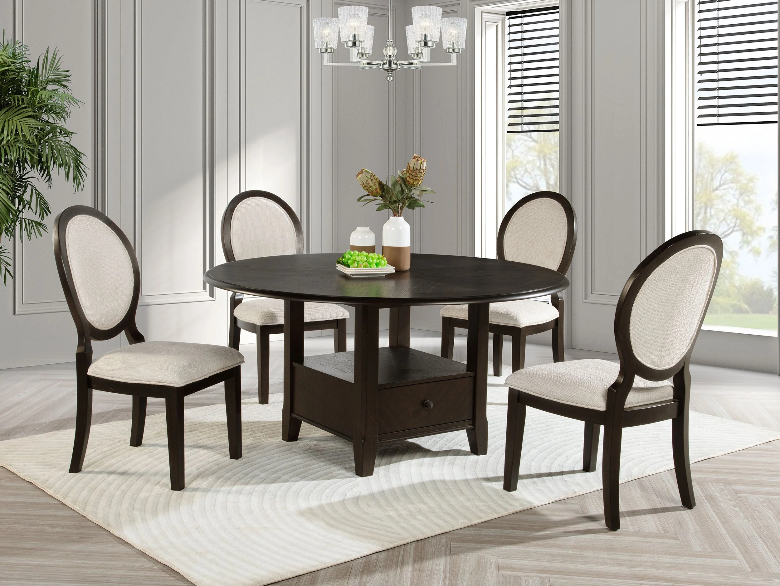 Twyla 60-inch Round Dining Table with Drawer Dark Cocoa - Image 10