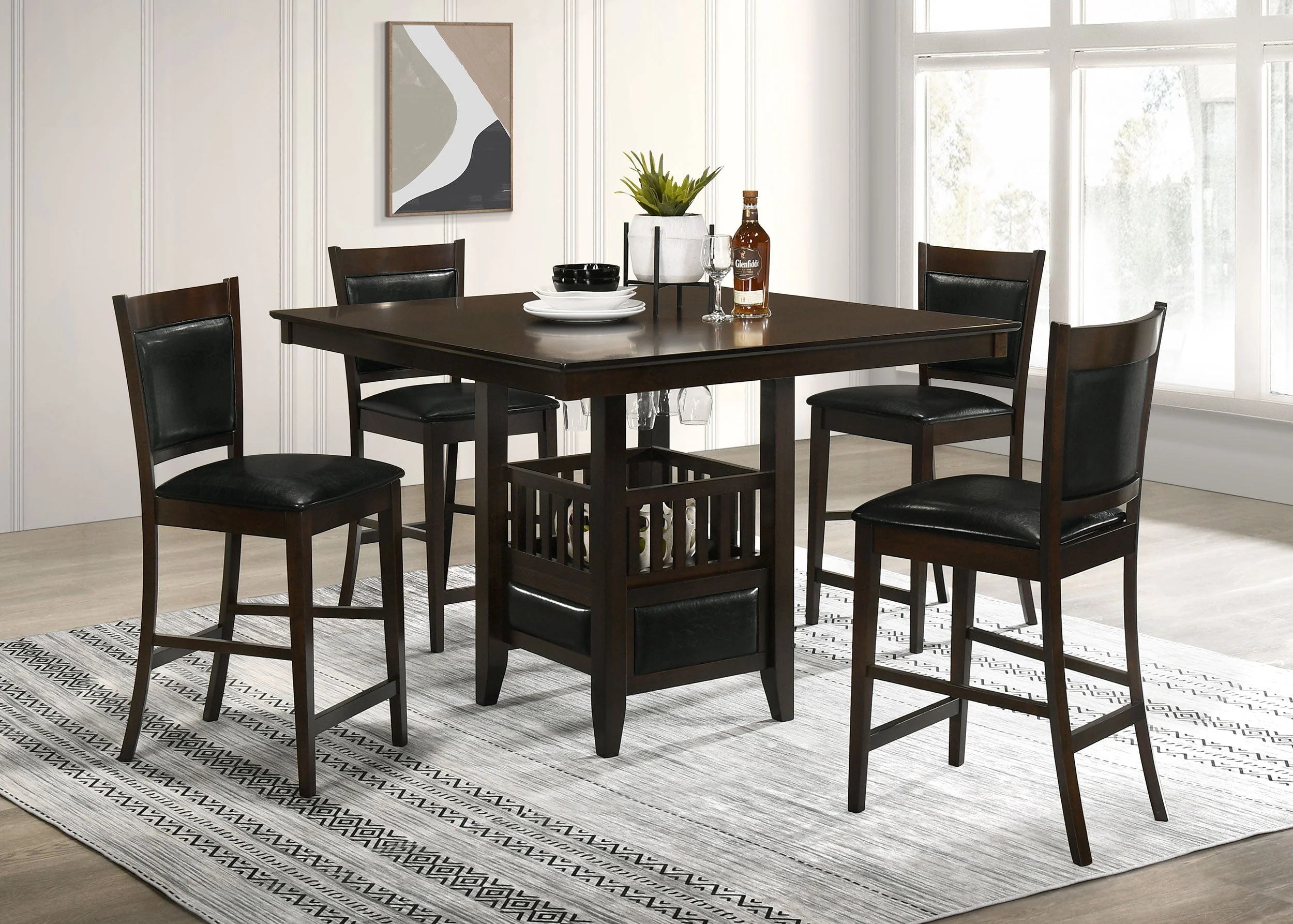 Jaden 5-piece Square Counter Height Dining Set Espresso - Image 2