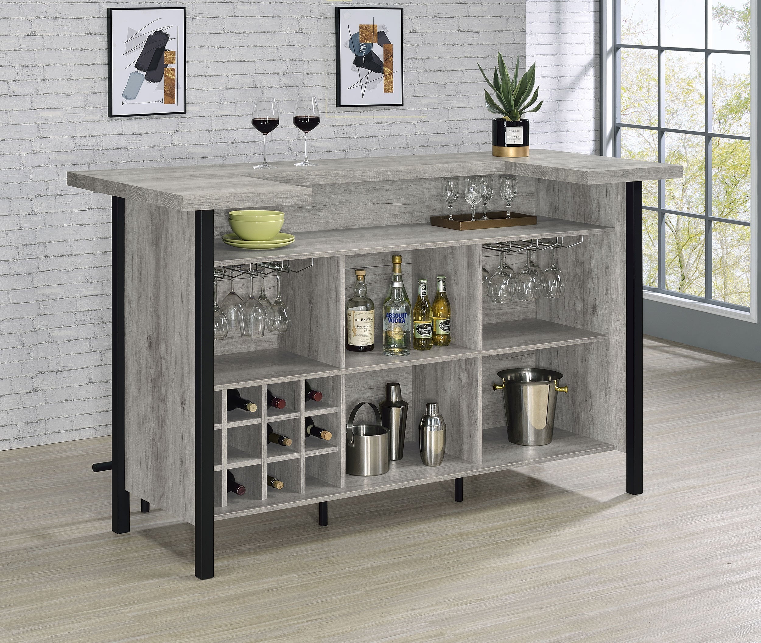Bellemore Freestanding Home Bar Wine Cabinet - Image 6