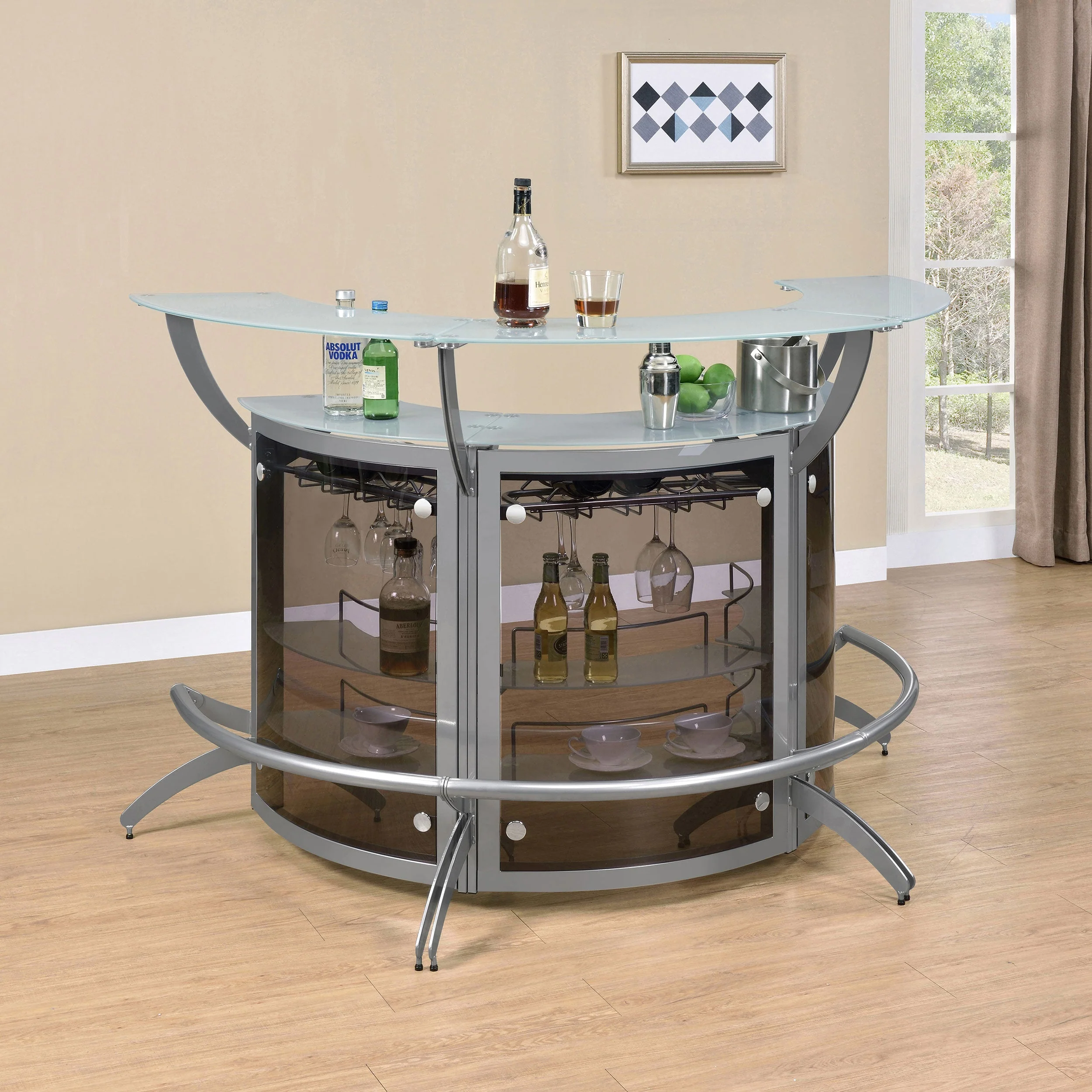 Dallas Curved Freestanding Home Bar Cabinet - Image 4