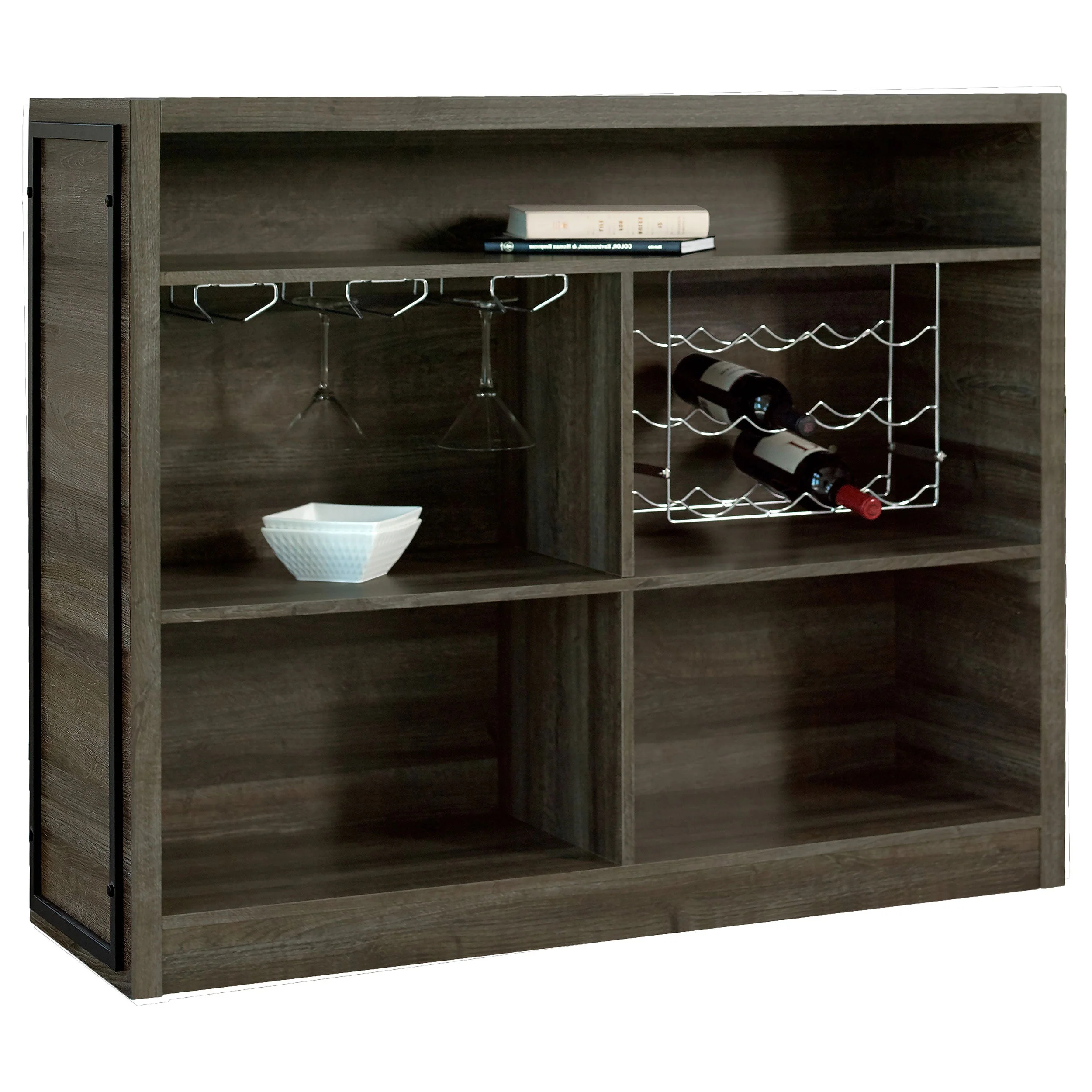 Joe 5-shelf Composite Wood Home Bar Wine Cabinet Aged Oak - Image 5