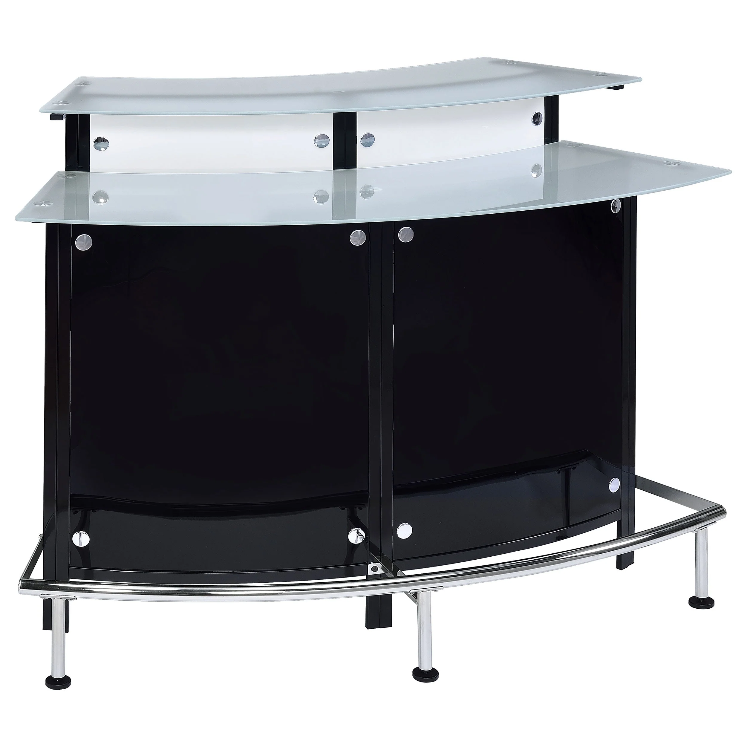 Keystone Curved Glass Top Home Bar Wine Cabinet Black - Image 2