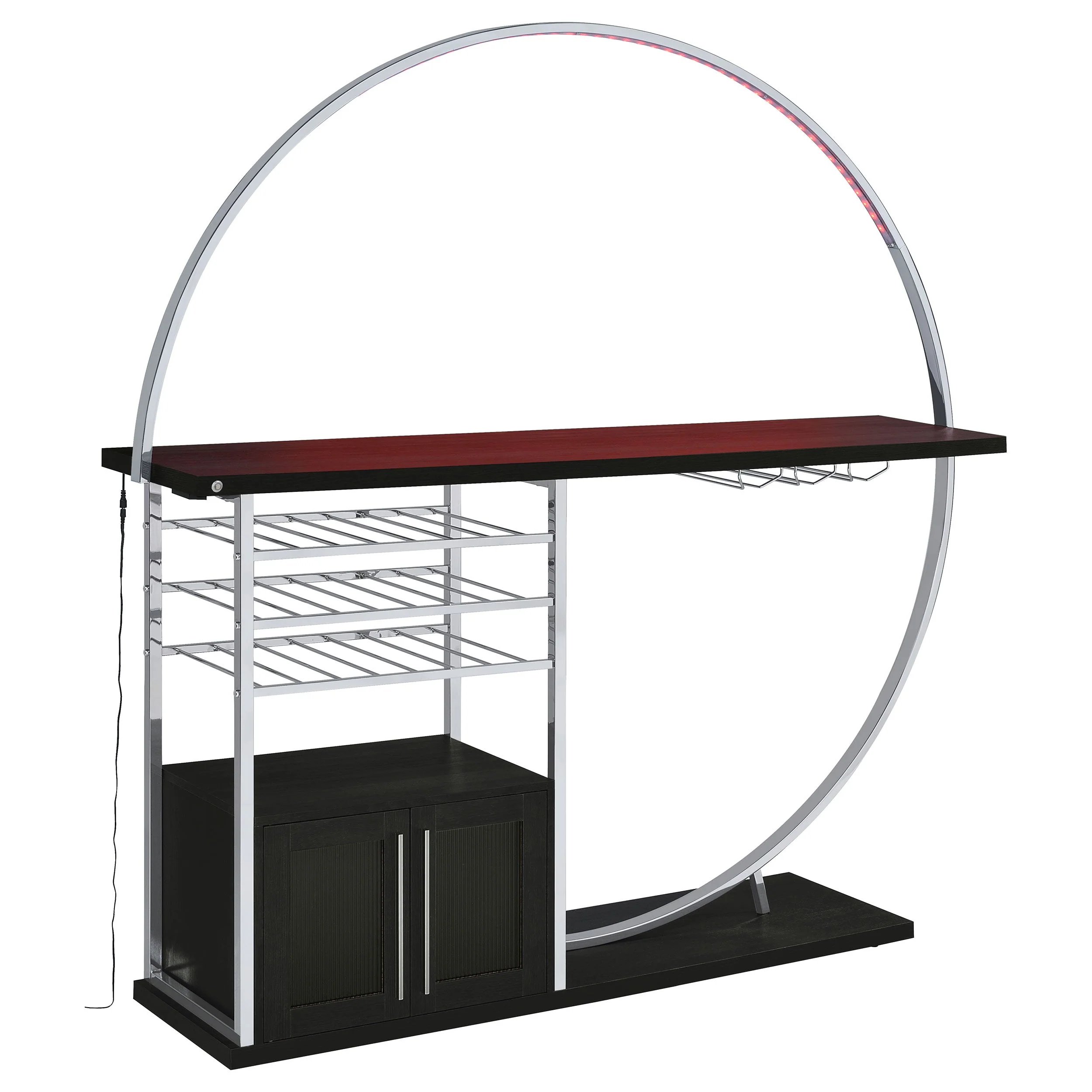 Risley 2-door Circular LED Wine Cabinet High Gloss - Image 14
