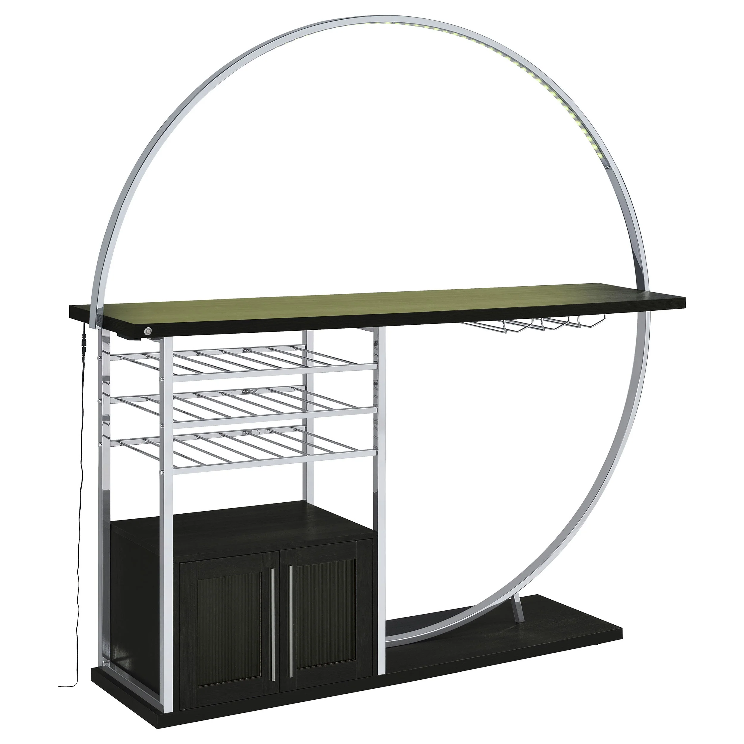 Risley 2-door Circular LED Wine Cabinet High Gloss - Image 16