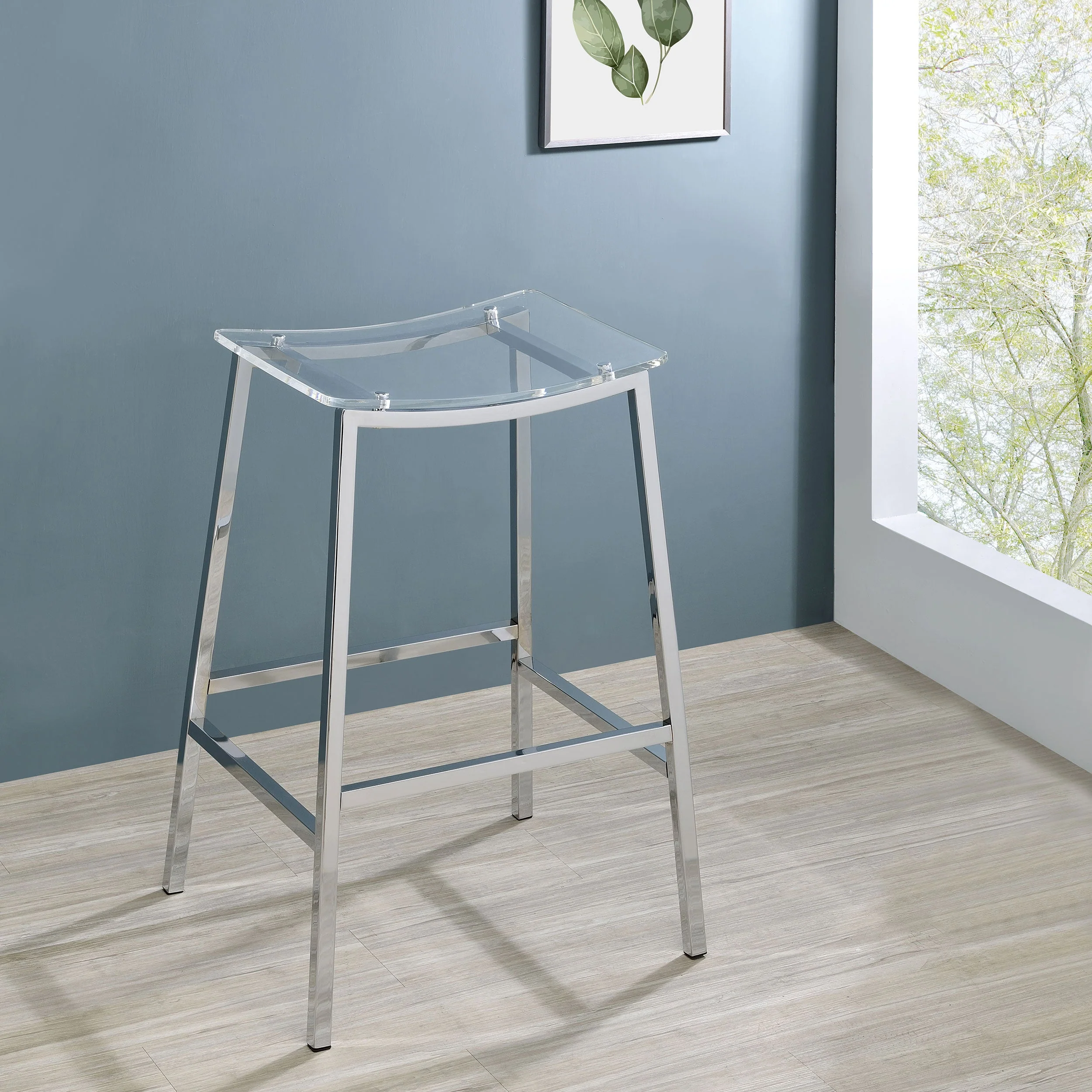 Jovani Acrylic Backless Bar Stool Chrome (Set of 2) - Image 3