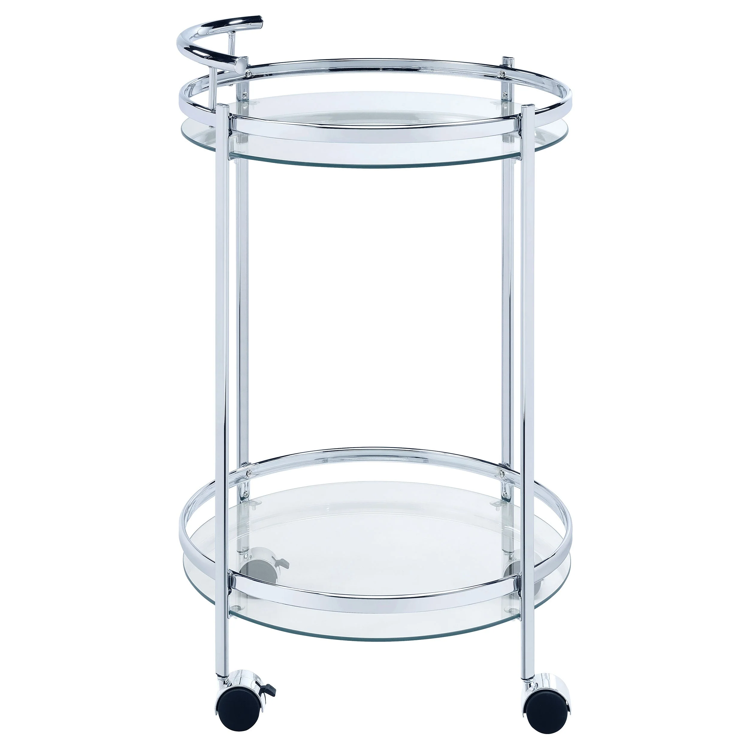 Chrissy Round Glass Shelf Metal Bar Cart Chrome - Image 10