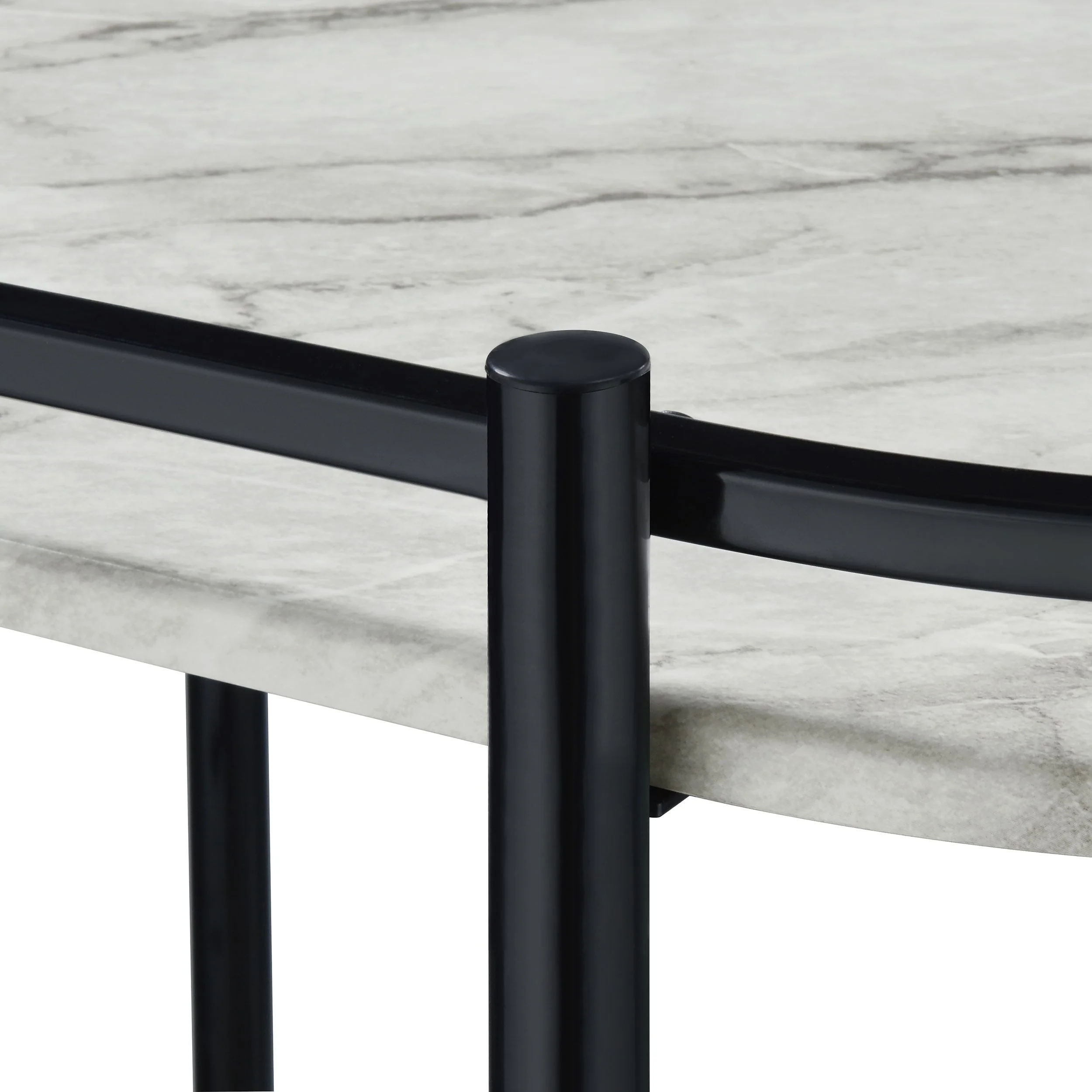 Desiree 2-tier Faux Marble Shelf Metal Bar Cart Black - Image 11