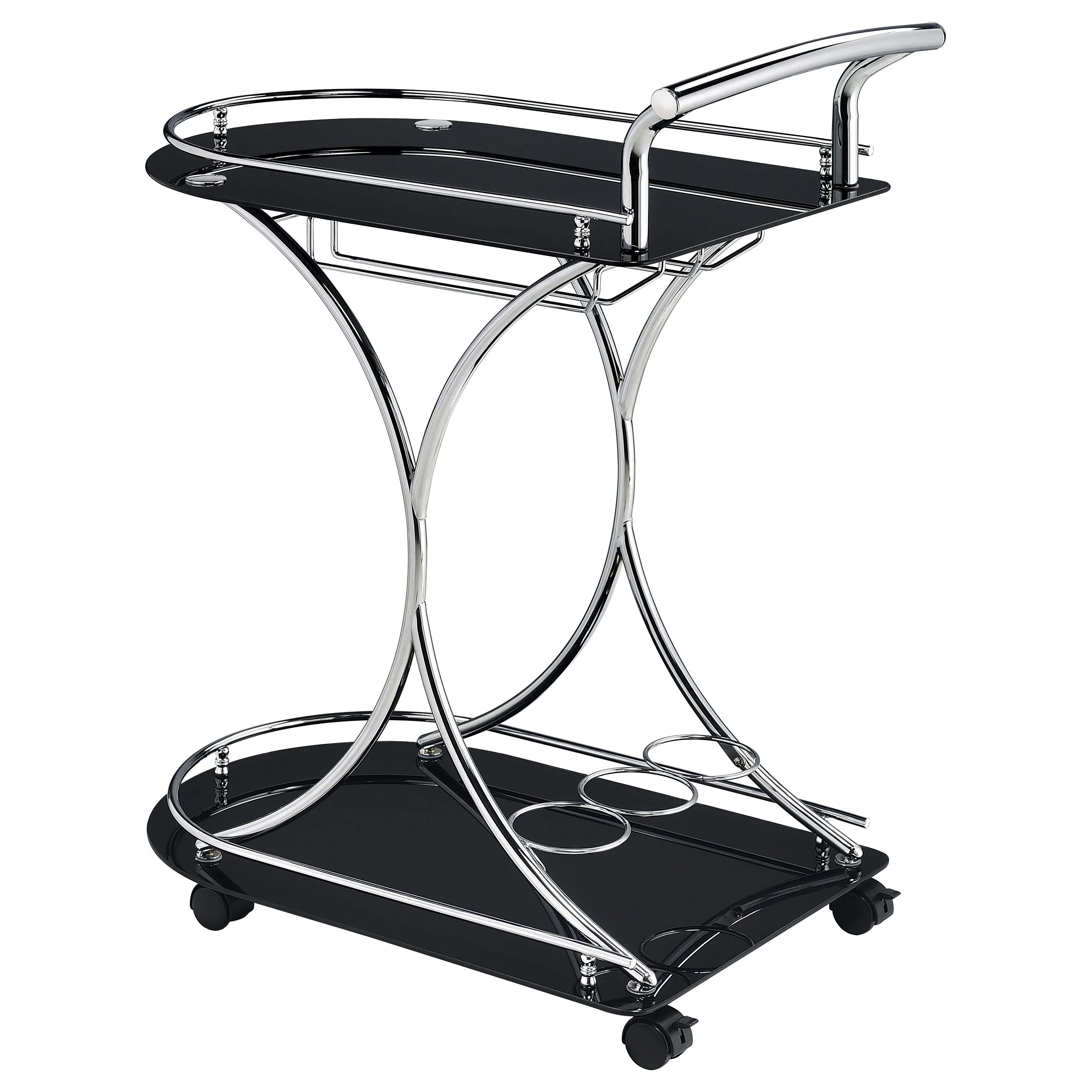 Elfman 2-tier Glass Shelf Metal Bar Cart - Image 13